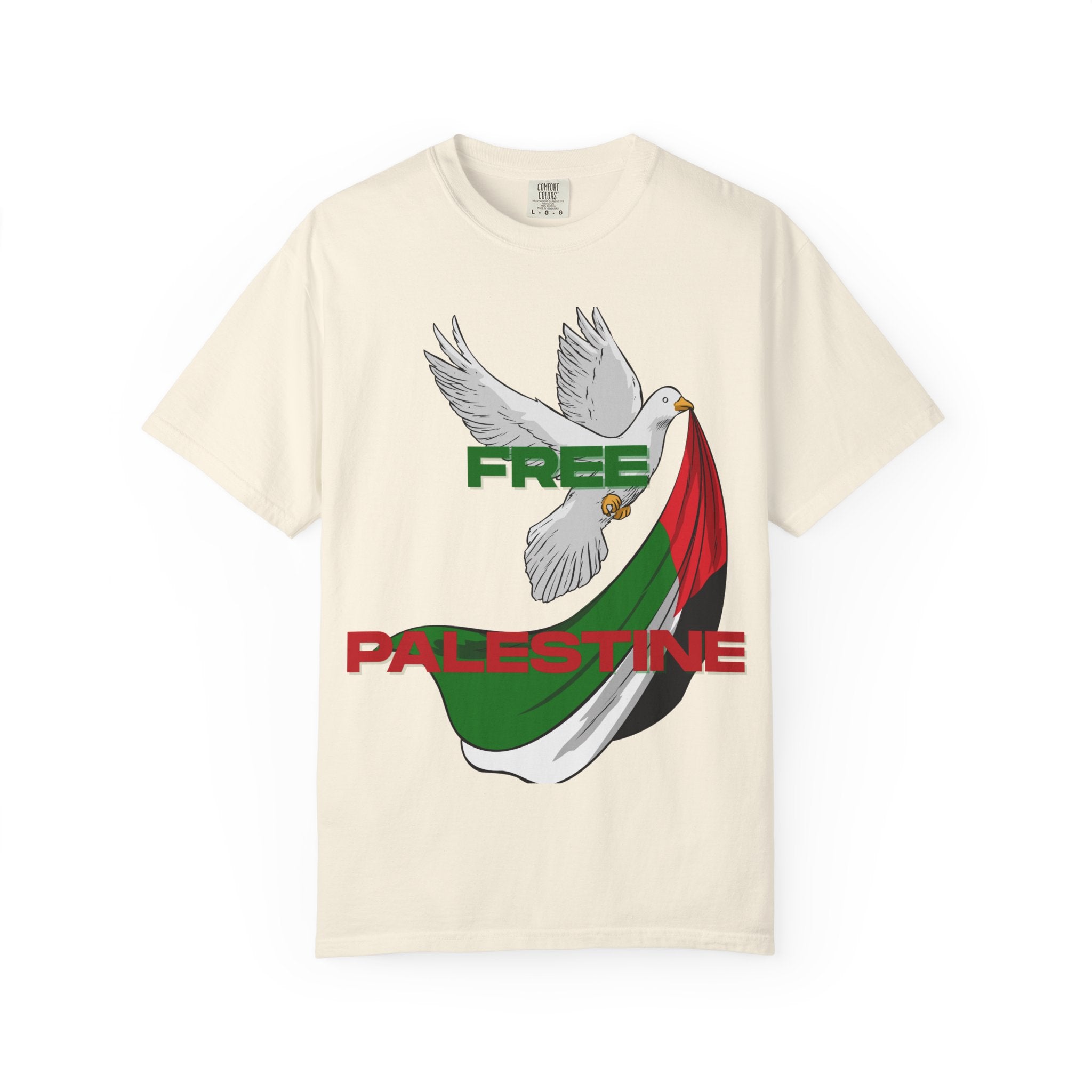 Unisex Garment-Dyed T-Shirt | Free Palestine Dove Tee, Activism Apparel, Comfortable Casual Wear, Gift for Allies, Statement Shirt