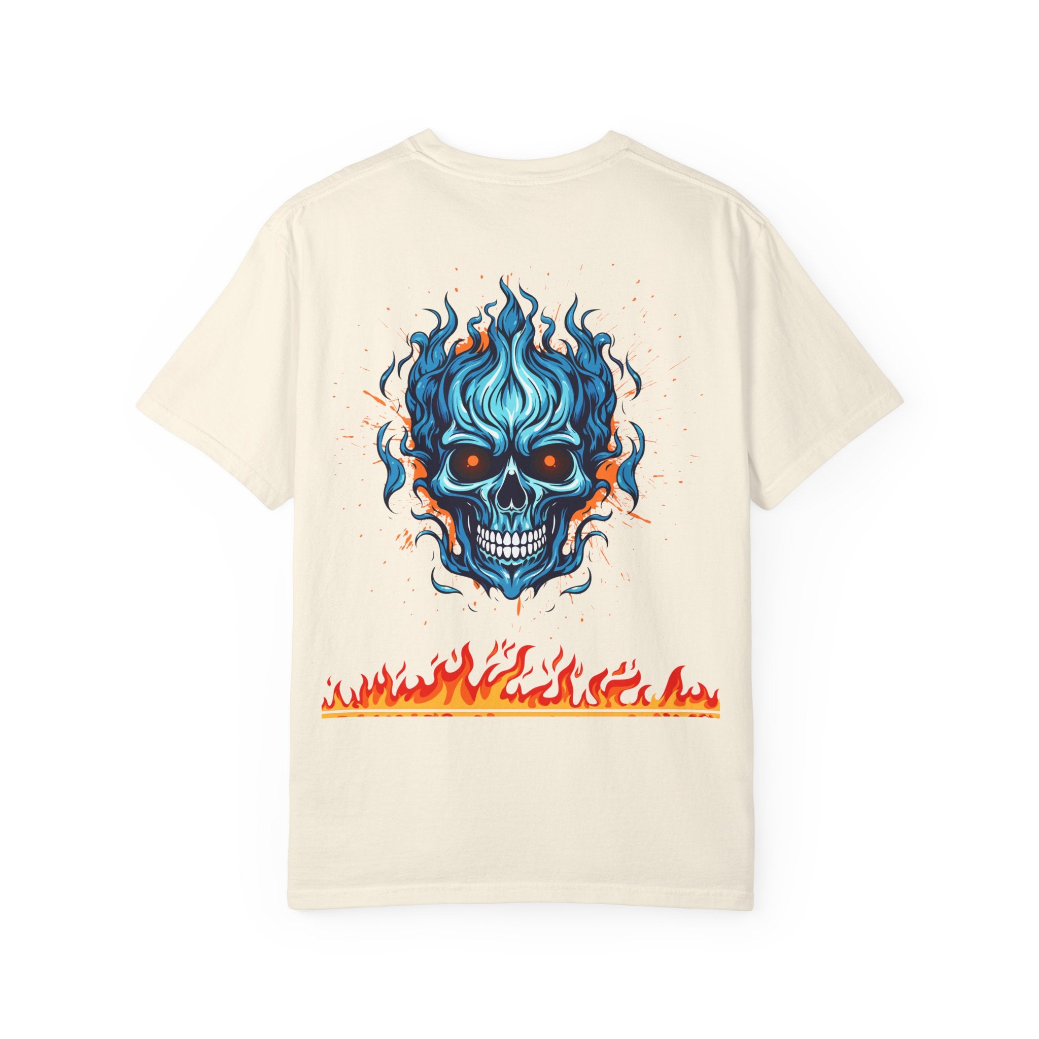 Chic Skull Flame T-shirt for Bold Style Lovers | Cool Graphic Tee for Music Festivals, Casual Wear, Gifts, and Halloween