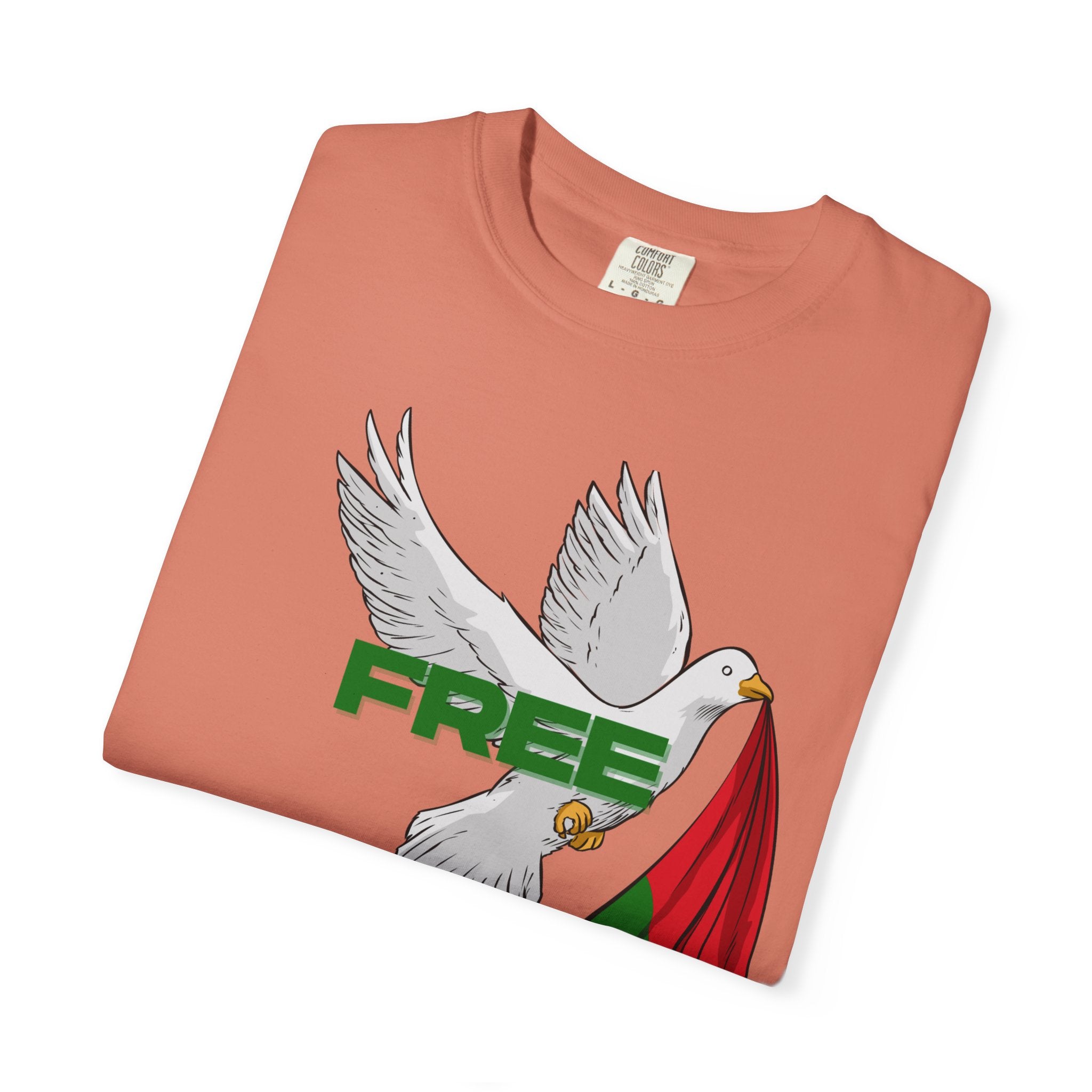 Unisex Garment-Dyed T-Shirt | Free Palestine Dove Tee, Activism Apparel, Comfortable Casual Wear, Gift for Allies, Statement Shirt