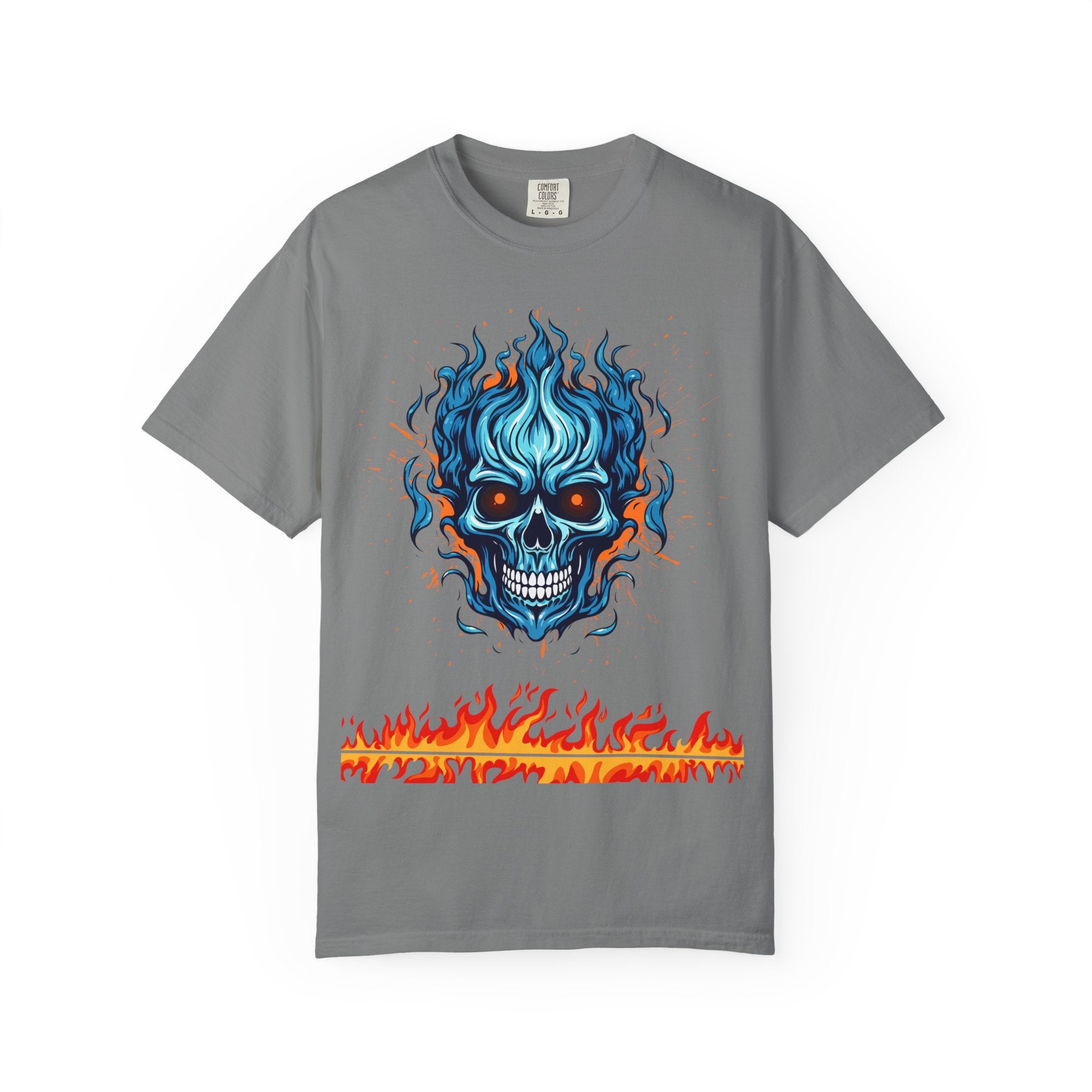 Chic Skull Flame T-shirt for Bold Style Lovers | Cool Graphic Tee for Music Festivals, Casual Wear, Gifts, and Halloween