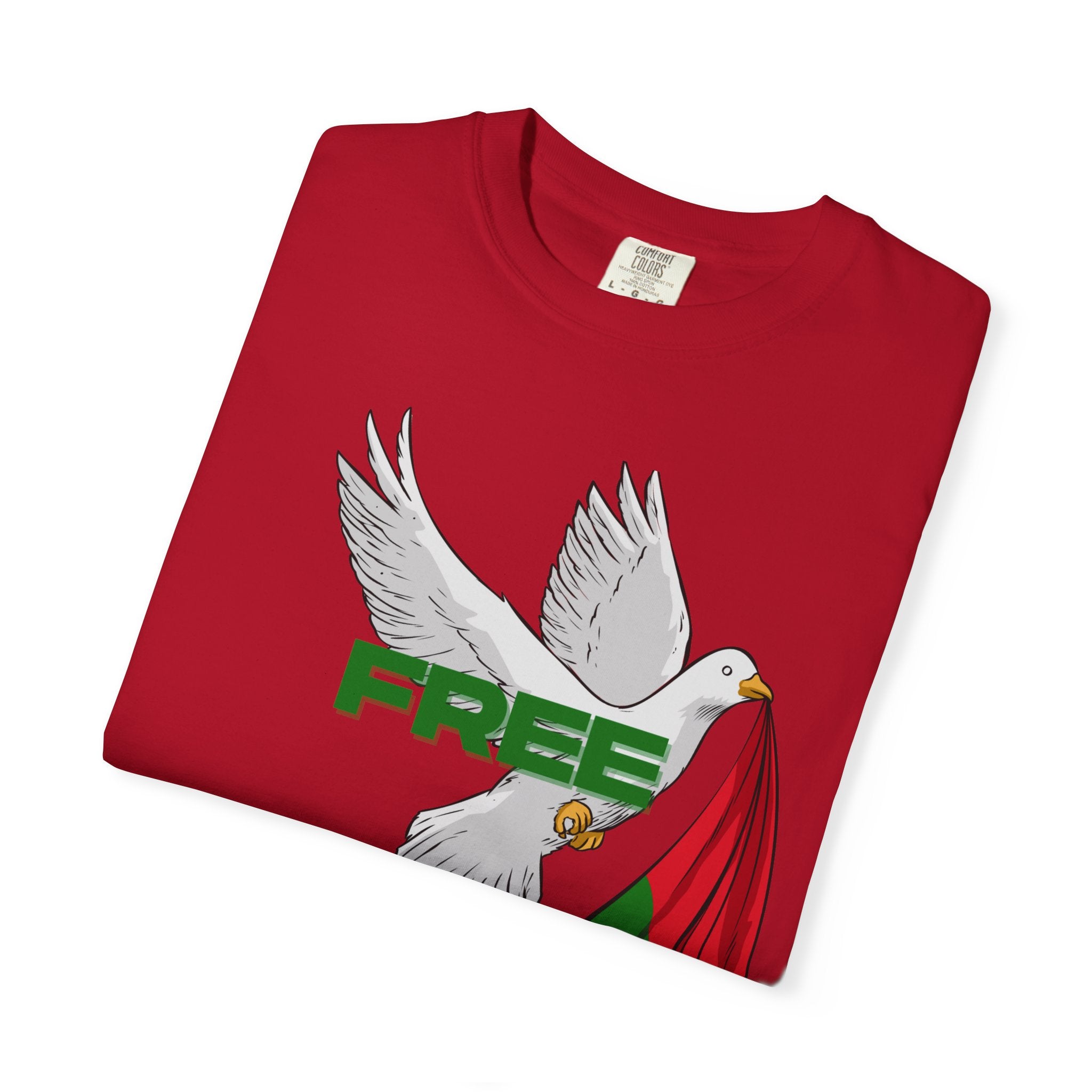 Unisex Garment-Dyed T-Shirt | Free Palestine Dove Tee, Activism Apparel, Comfortable Casual Wear, Gift for Allies, Statement Shirt