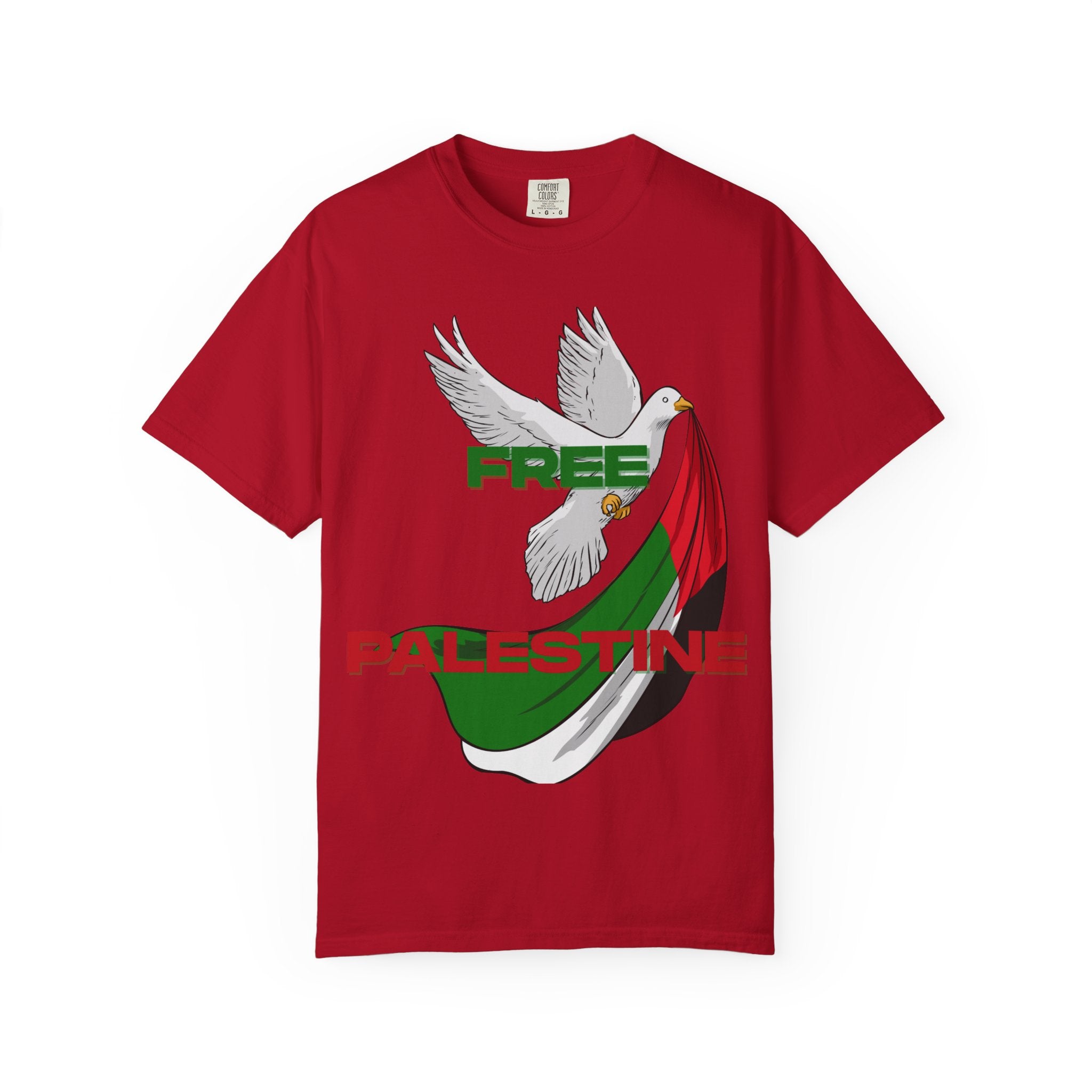 Unisex Garment-Dyed T-Shirt | Free Palestine Dove Tee, Activism Apparel, Comfortable Casual Wear, Gift for Allies, Statement Shirt