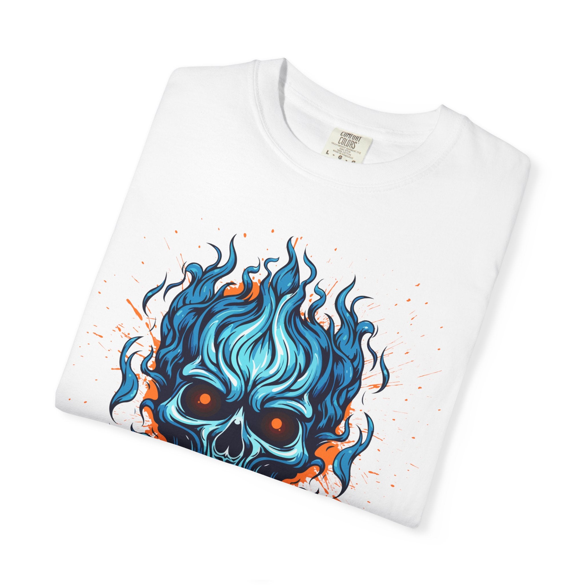 Chic Skull Flame T-shirt for Bold Style Lovers | Cool Graphic Tee for Music Festivals, Casual Wear, Gifts, and Halloween