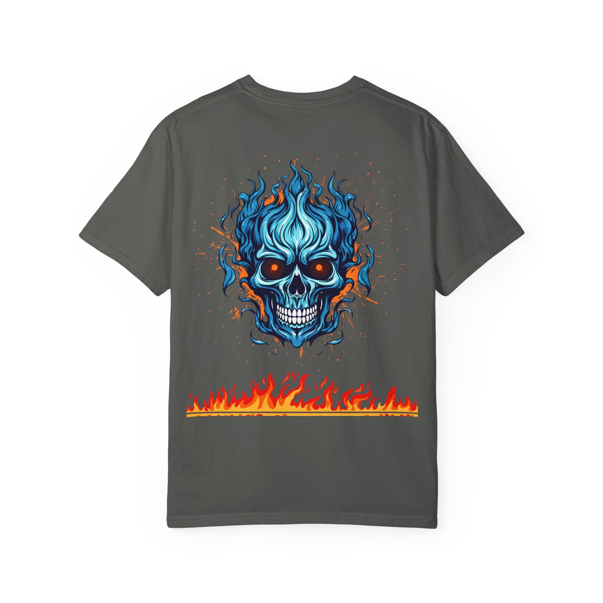 Chic Skull Flame T-shirt for Bold Style Lovers | Cool Graphic Tee for Music Festivals, Casual Wear, Gifts, and Halloween
