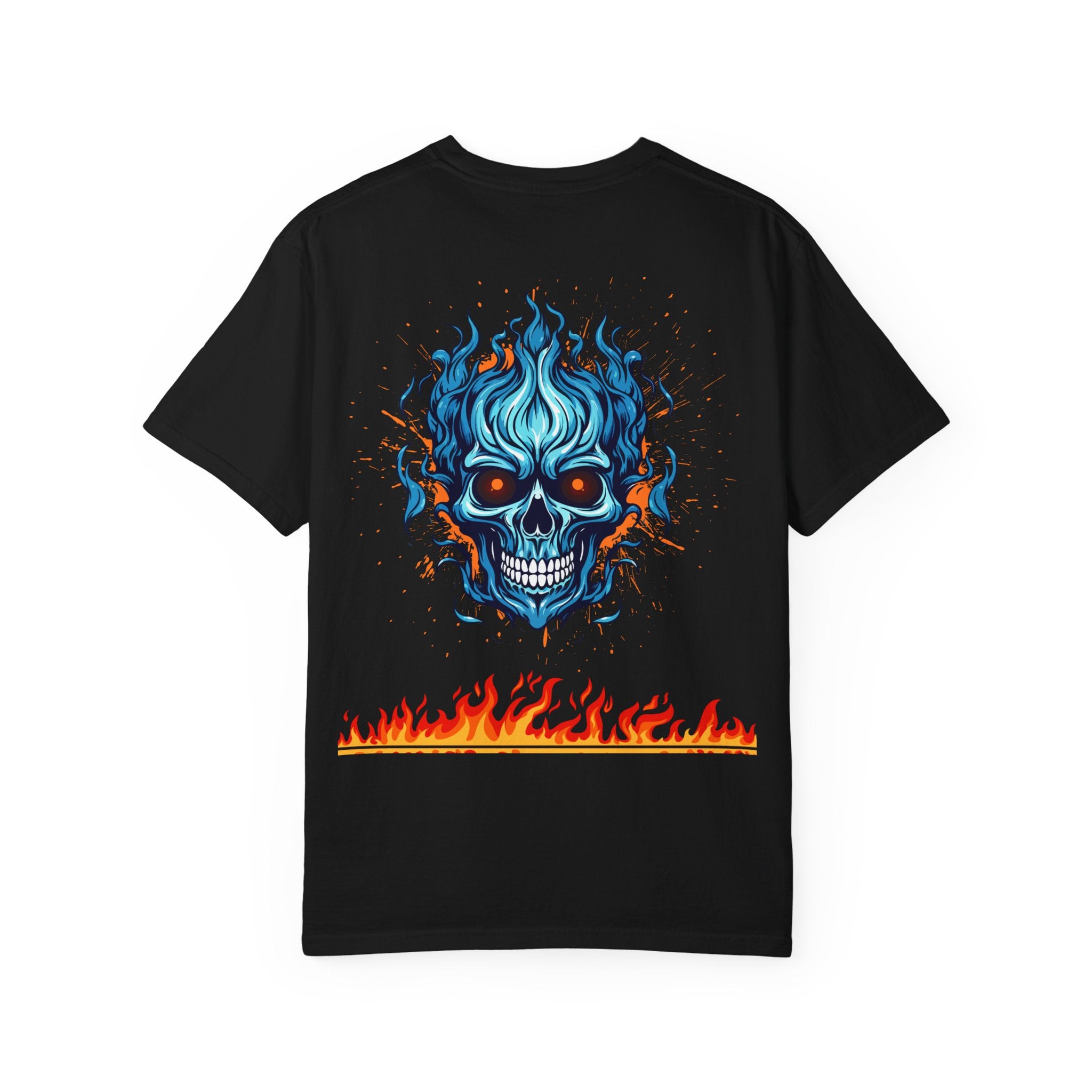 Chic Skull Flame T-shirt for Bold Style Lovers | Cool Graphic Tee for Music Festivals, Casual Wear, Gifts, and Halloween