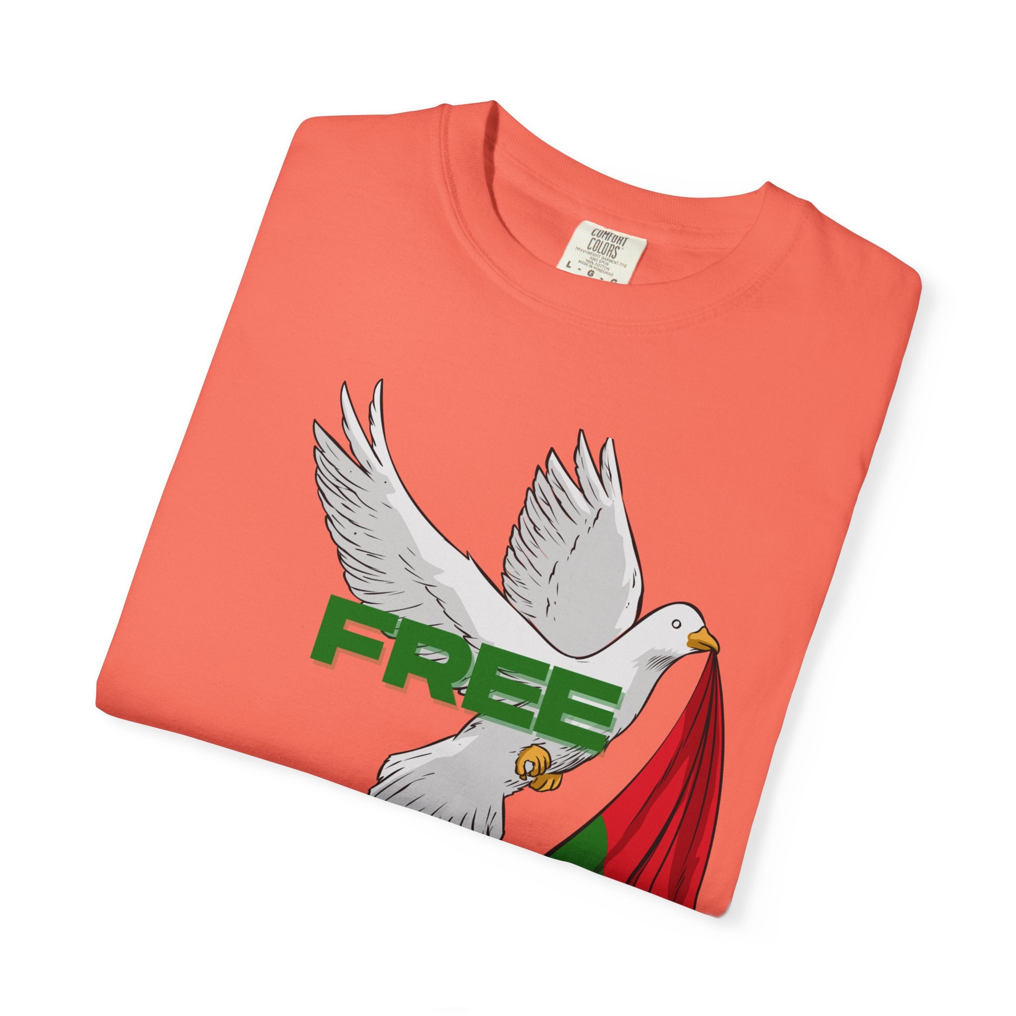 Unisex Garment-Dyed T-Shirt | Free Palestine Dove Tee, Activism Apparel, Comfortable Casual Wear, Gift for Allies, Statement Shirt