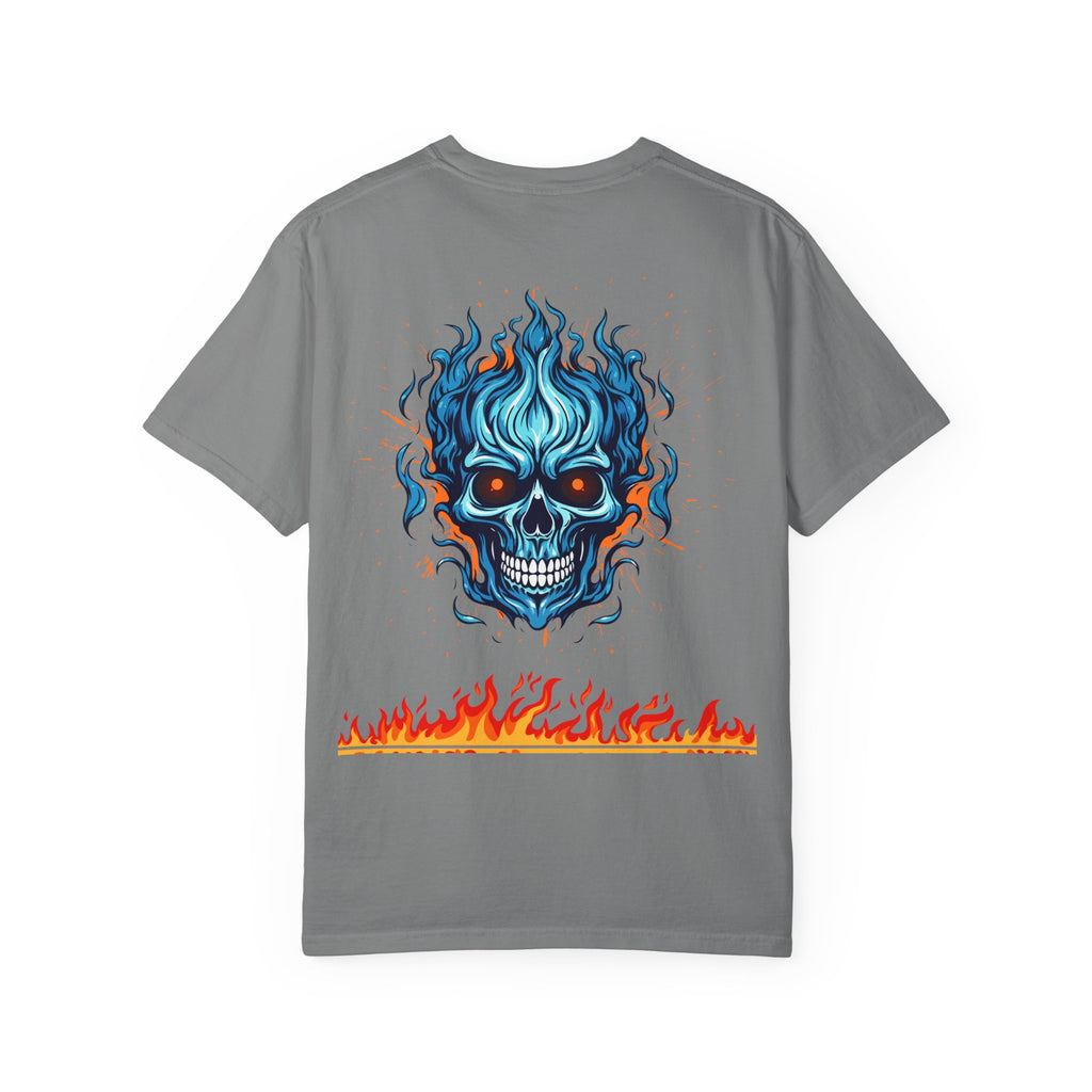 Chic Skull Flame T-shirt for Bold Style Lovers | Cool Graphic Tee for Music Festivals, Casual Wear, Gifts, and Halloween
