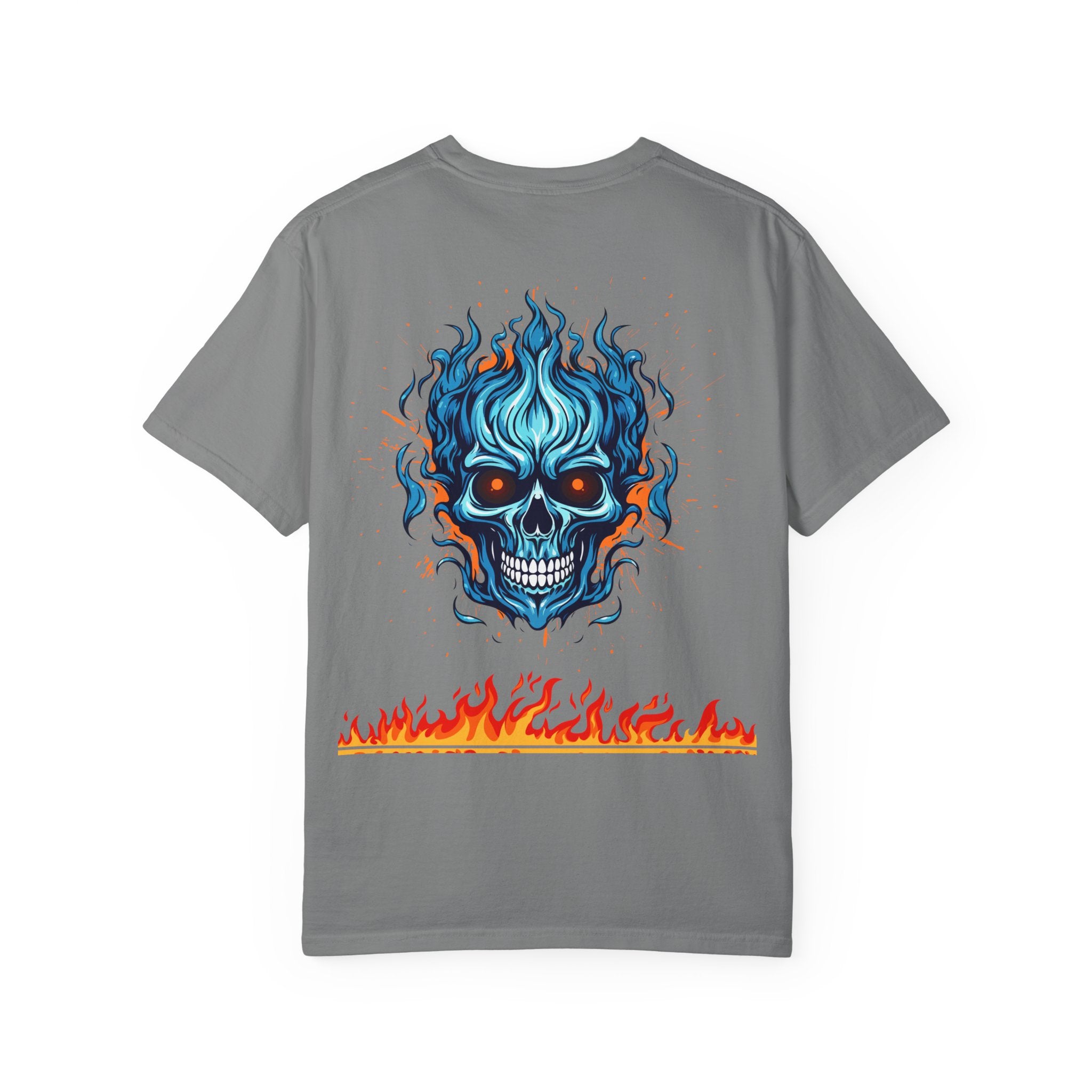 Chic Skull Flame T-shirt for Bold Style Lovers | Cool Graphic Tee for Music Festivals, Casual Wear, Gifts, and Halloween