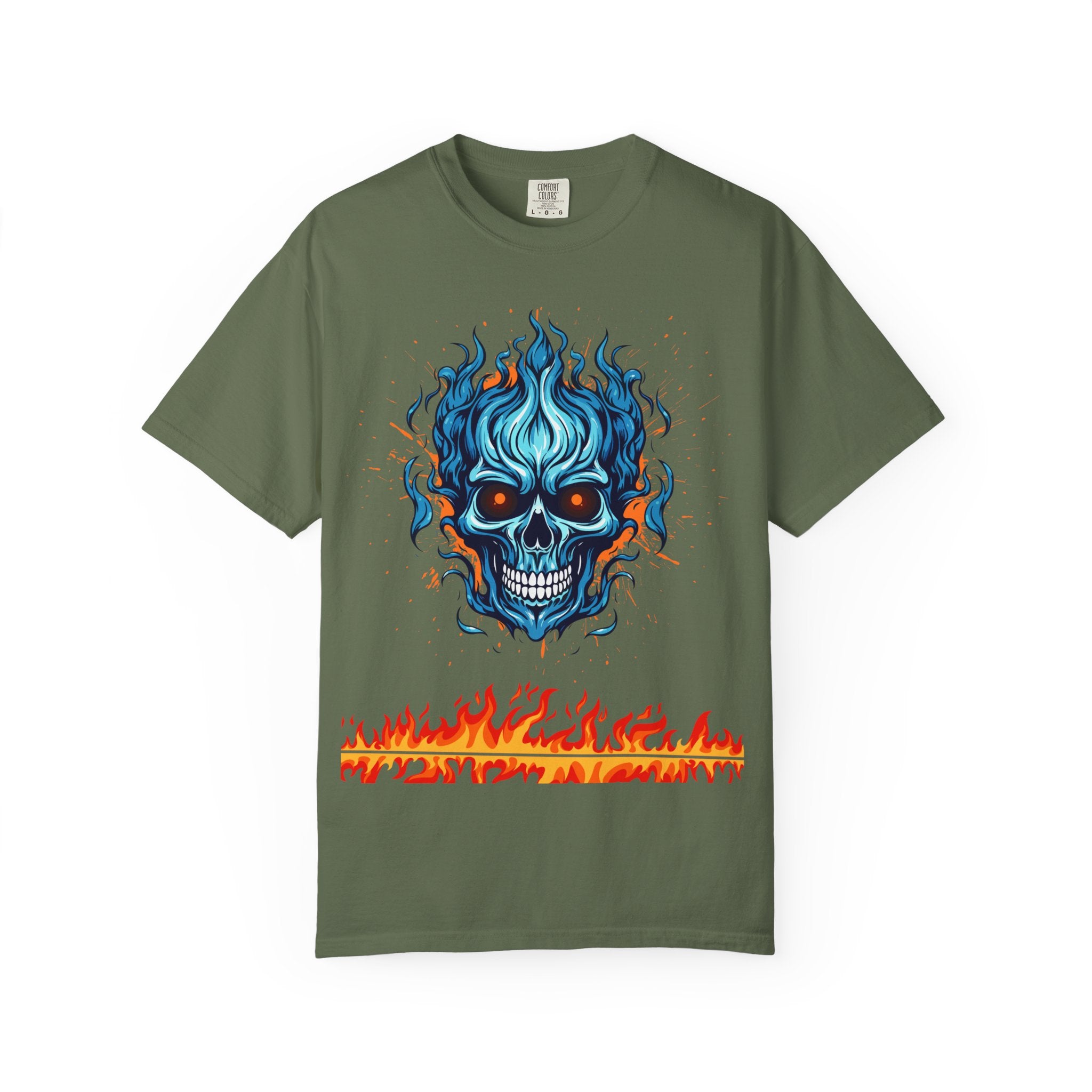 Chic Skull Flame T-shirt for Bold Style Lovers | Cool Graphic Tee for Music Festivals, Casual Wear, Gifts, and Halloween