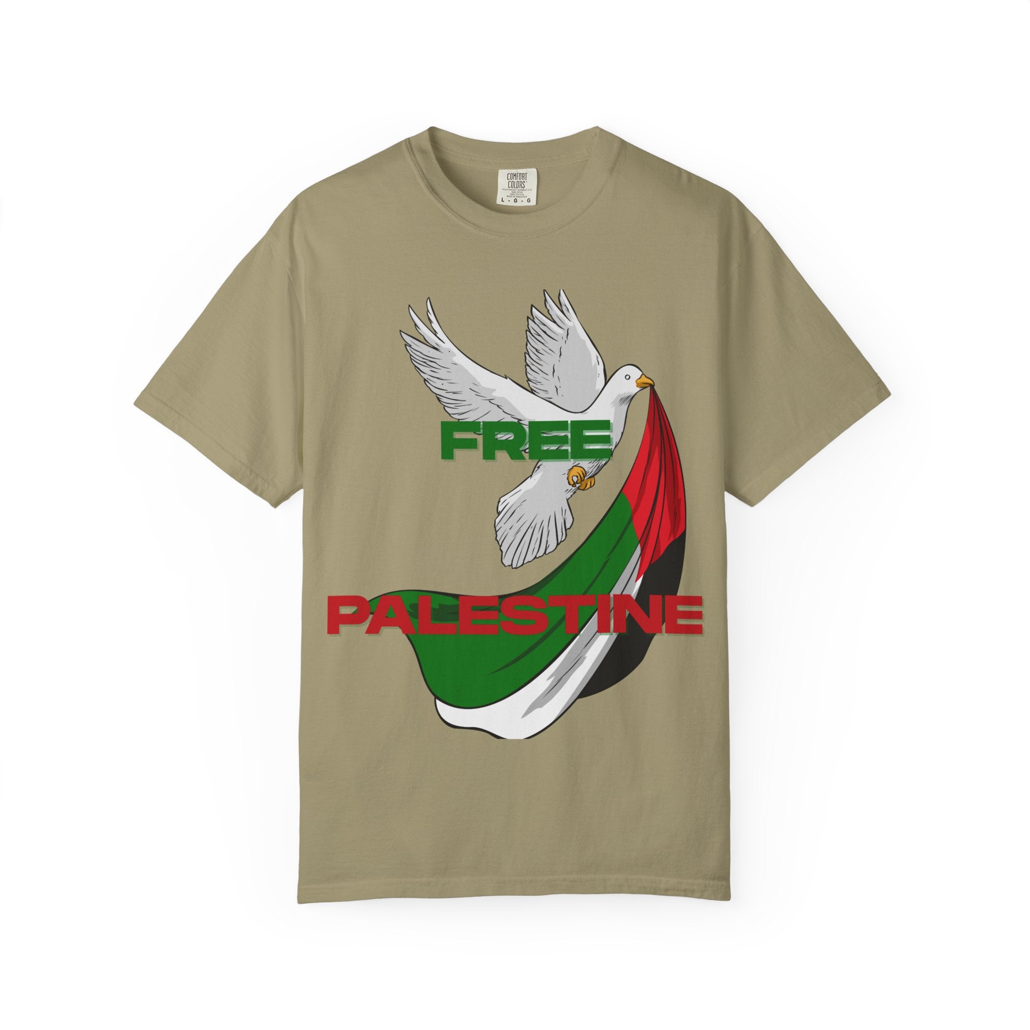 Unisex Garment-Dyed T-Shirt | Free Palestine Dove Tee, Activism Apparel, Comfortable Casual Wear, Gift for Allies, Statement Shirt