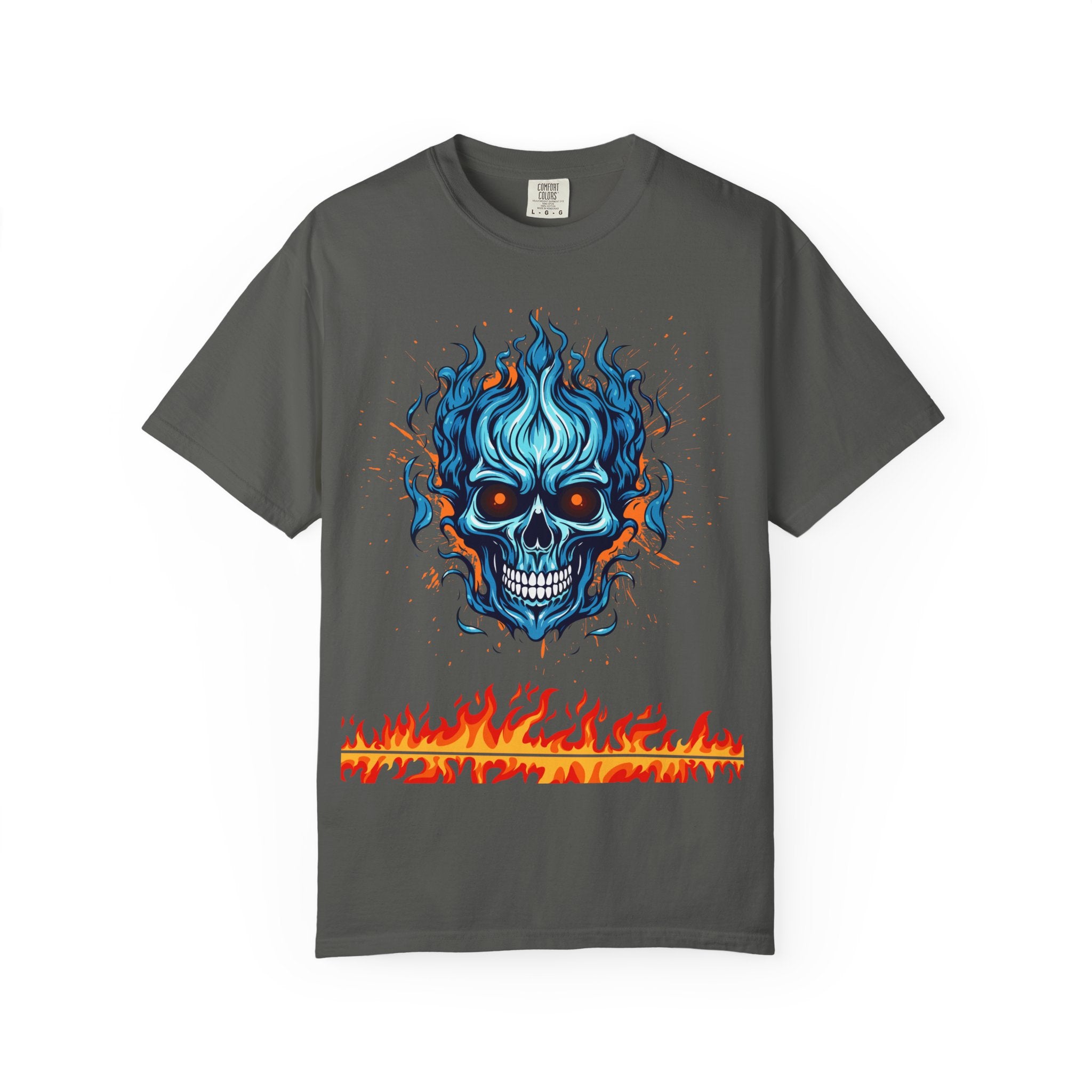 Chic Skull Flame T-shirt for Bold Style Lovers | Cool Graphic Tee for Music Festivals, Casual Wear, Gifts, and Halloween