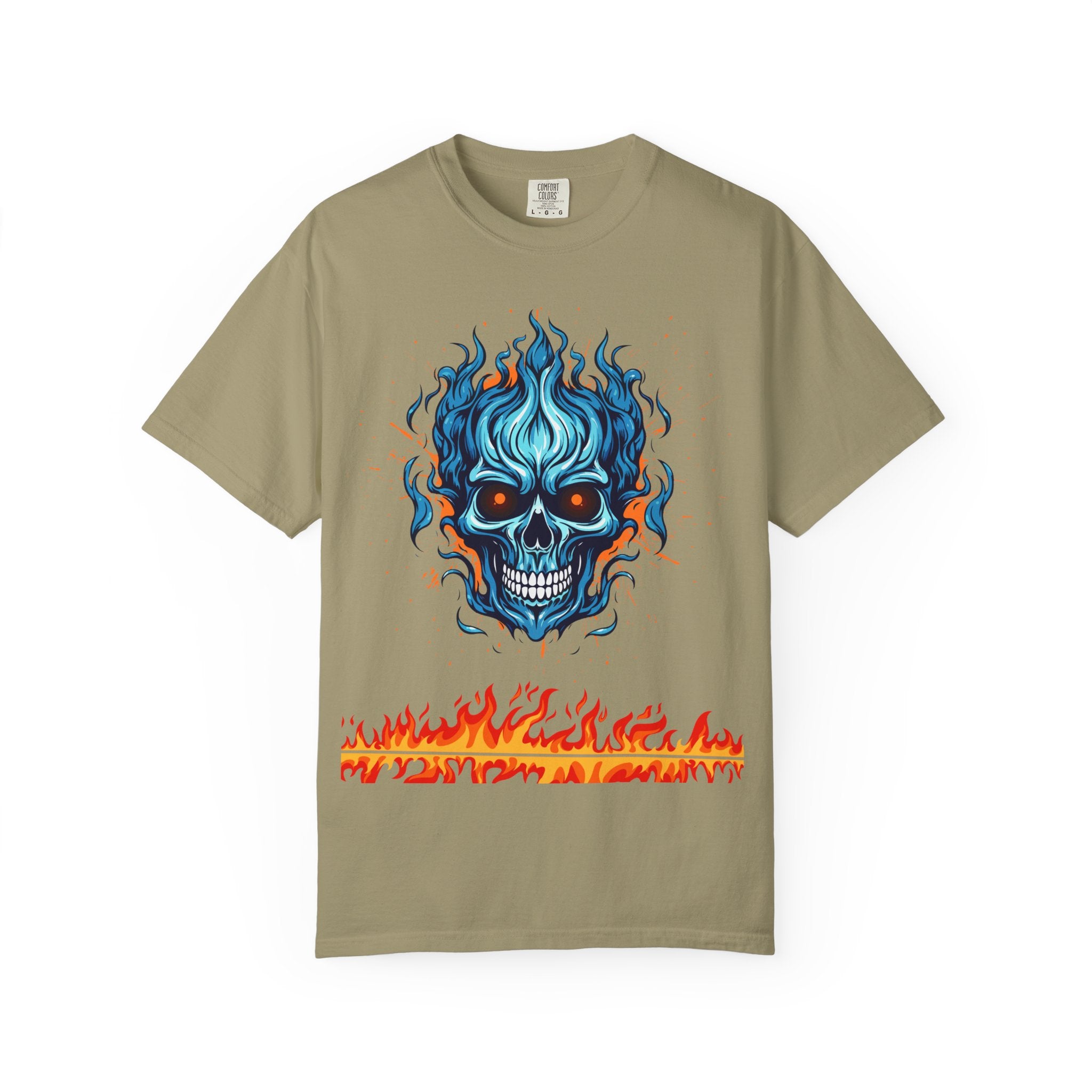 Chic Skull Flame T-shirt for Bold Style Lovers | Cool Graphic Tee for Music Festivals, Casual Wear, Gifts, and Halloween
