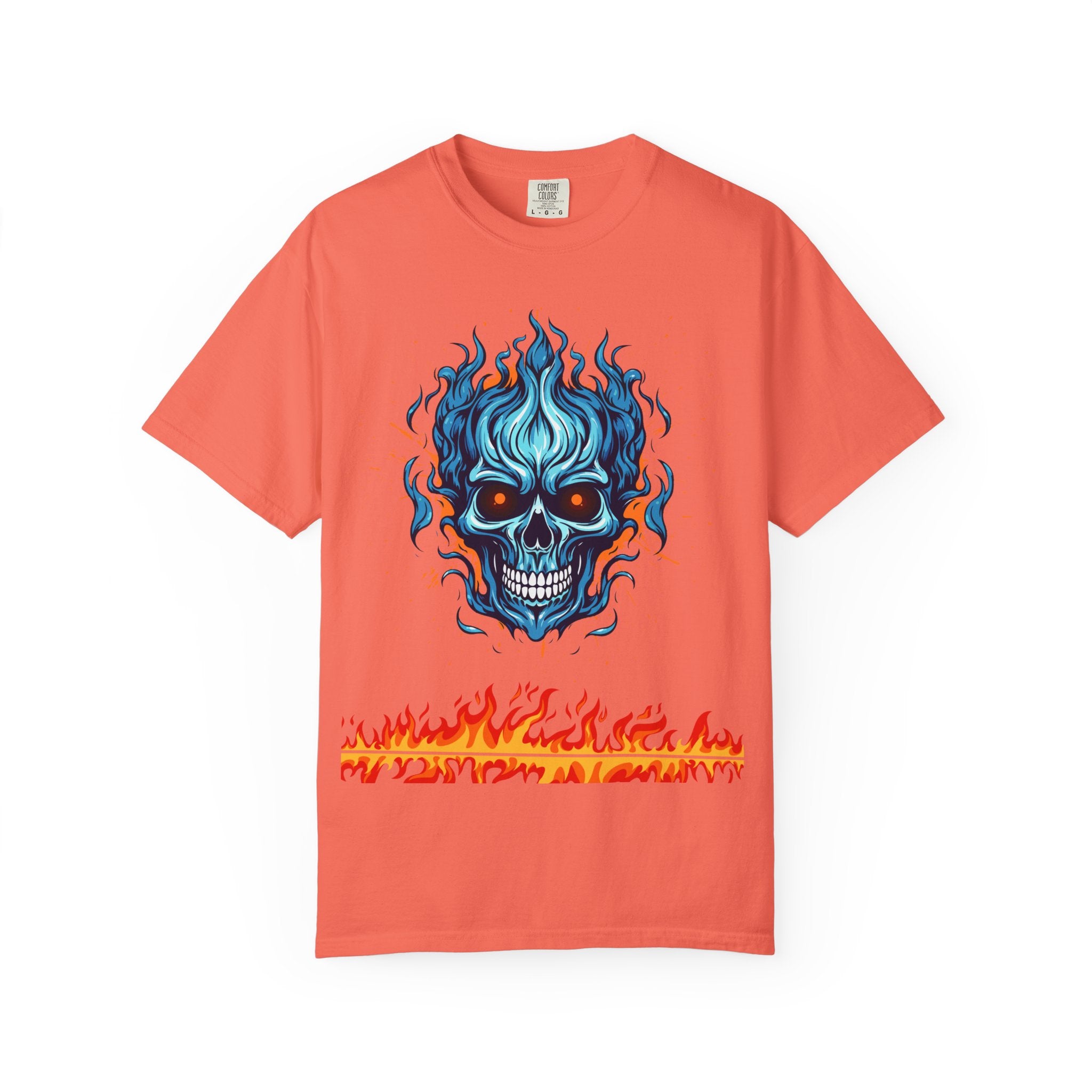 Chic Skull Flame T-shirt for Bold Style Lovers | Cool Graphic Tee for Music Festivals, Casual Wear, Gifts, and Halloween