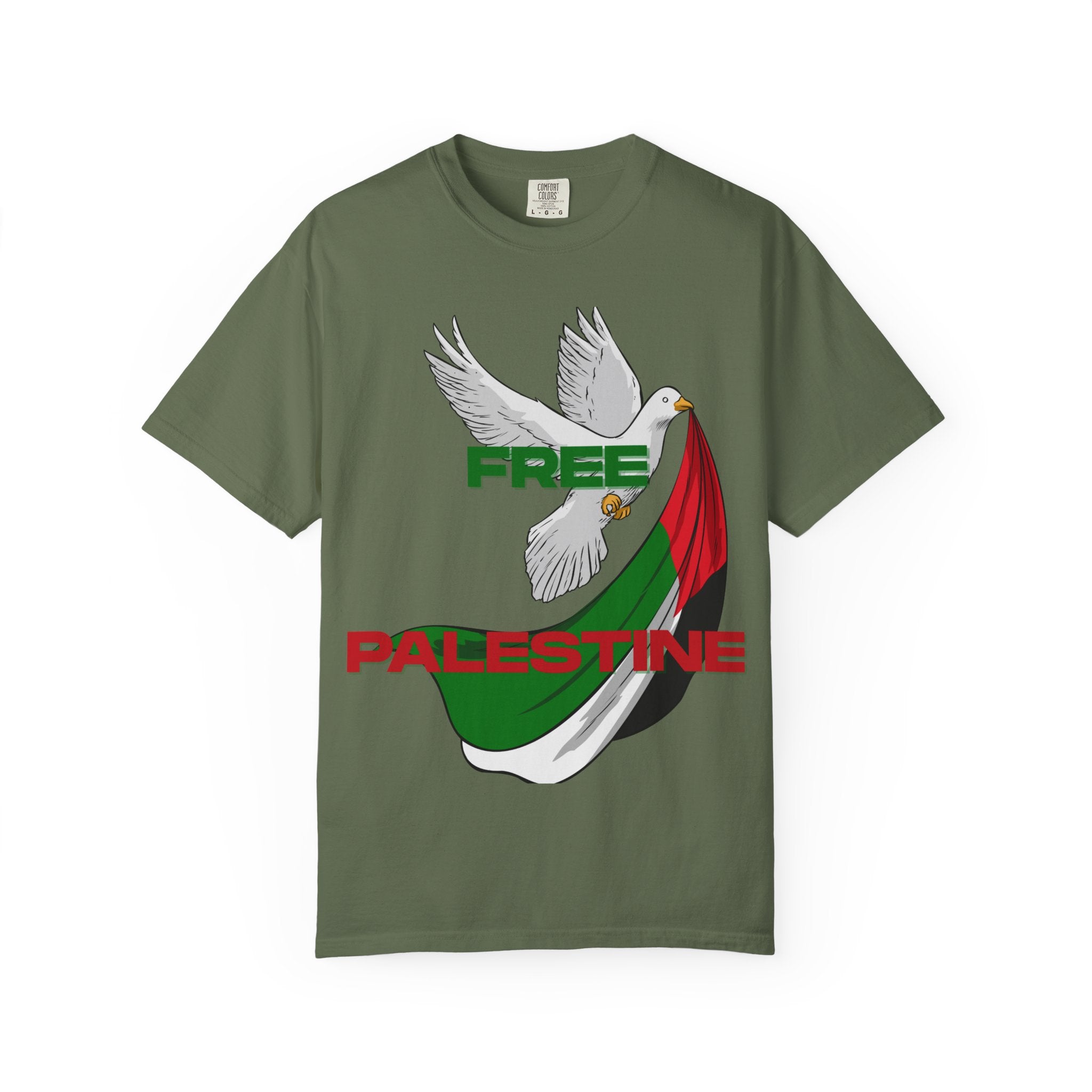 Unisex Garment-Dyed T-Shirt | Free Palestine Dove Tee, Activism Apparel, Comfortable Casual Wear, Gift for Allies, Statement Shirt