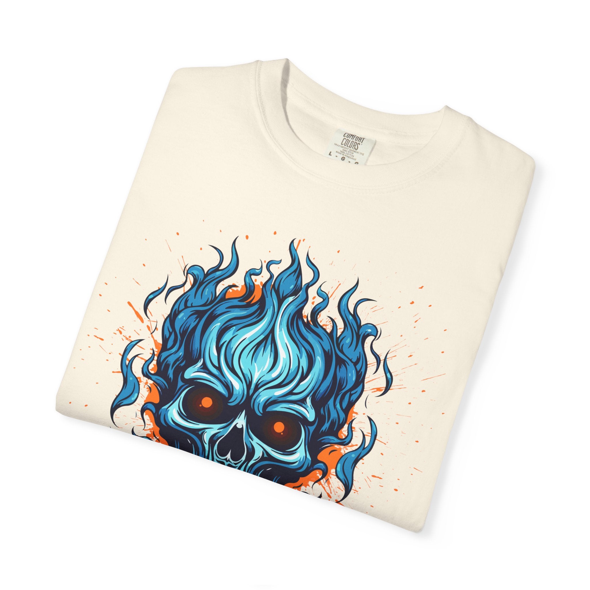 Chic Skull Flame T-shirt for Bold Style Lovers | Cool Graphic Tee for Music Festivals, Casual Wear, Gifts, and Halloween