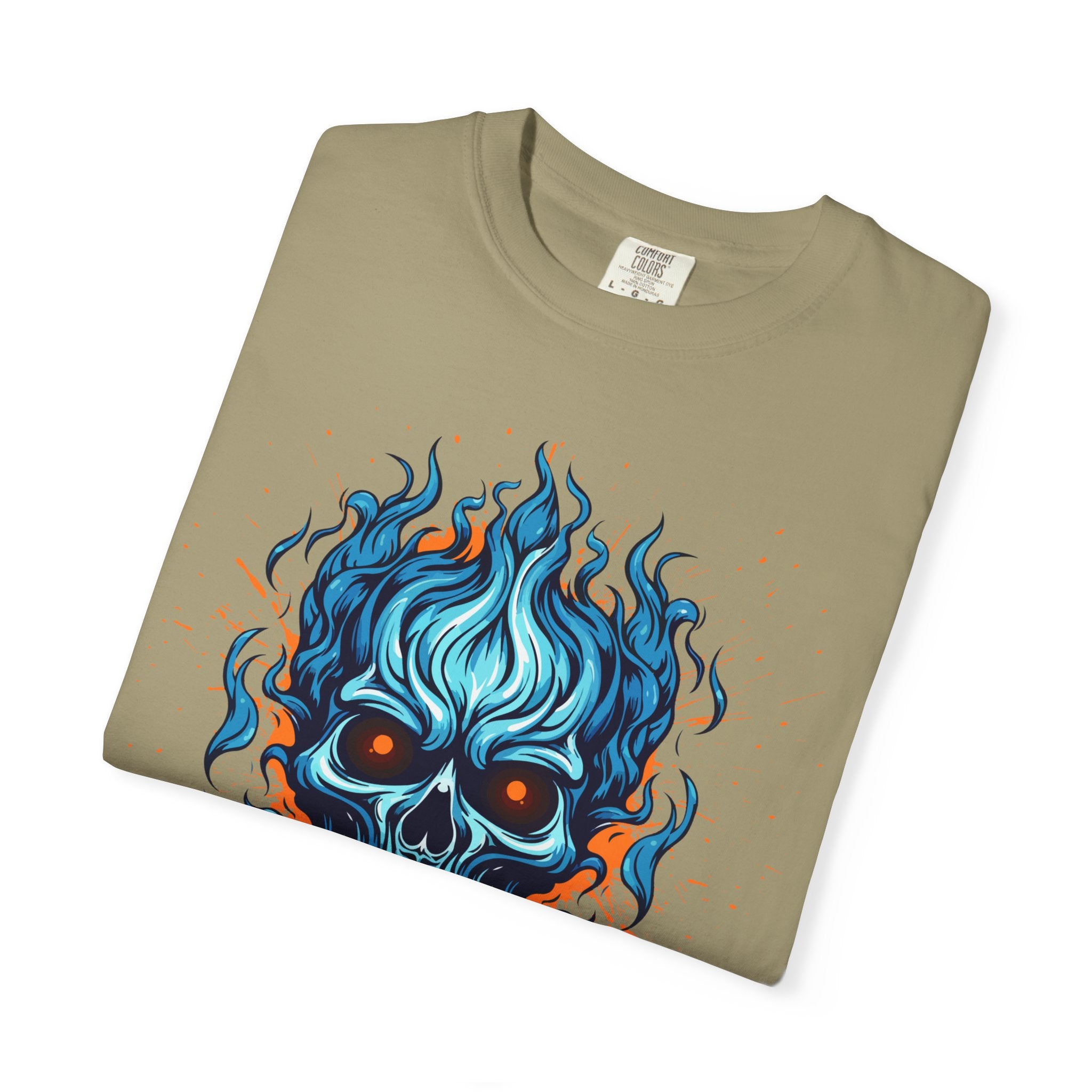 Chic Skull Flame T-shirt for Bold Style Lovers | Cool Graphic Tee for Music Festivals, Casual Wear, Gifts, and Halloween