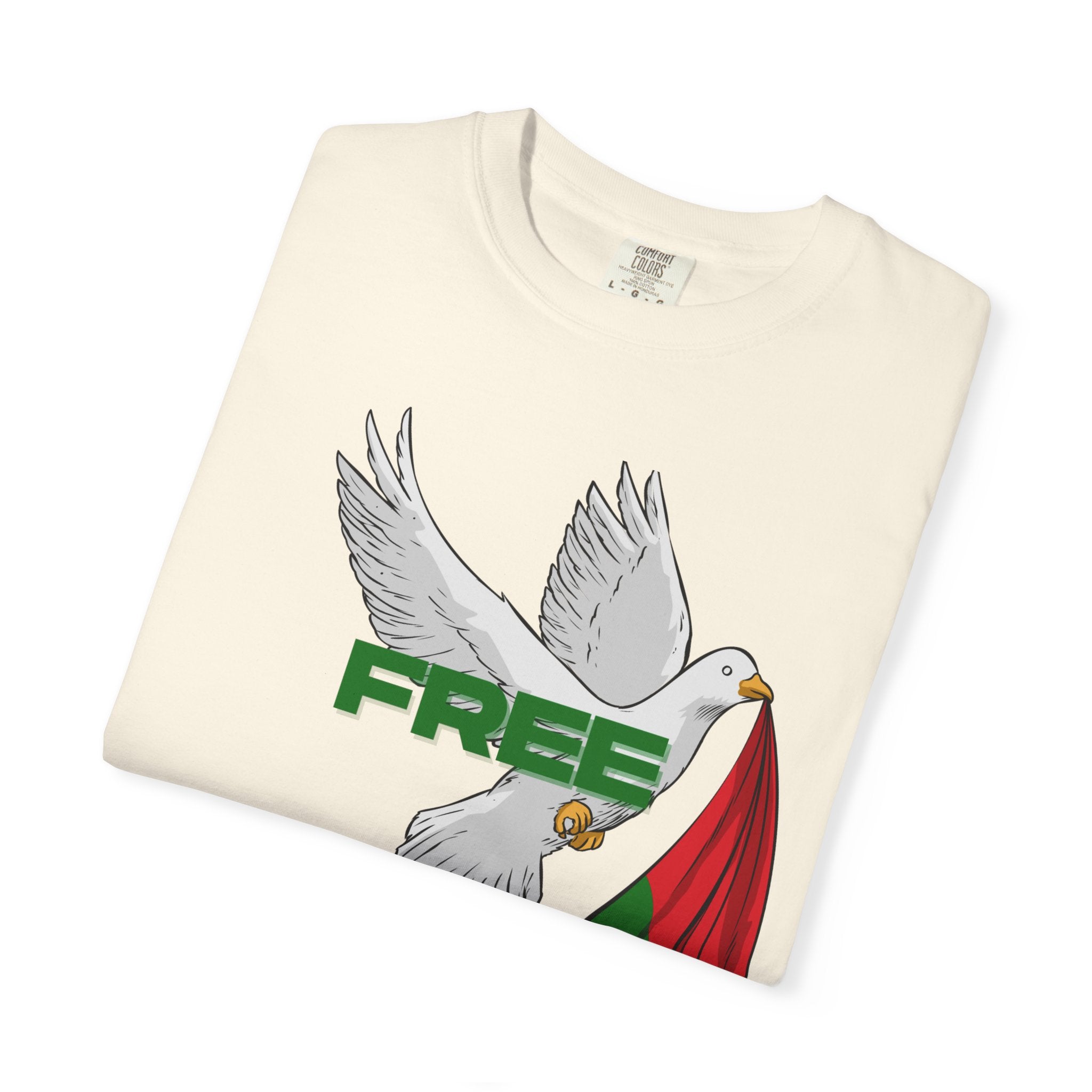 Unisex Garment-Dyed T-Shirt | Free Palestine Dove Tee, Activism Apparel, Comfortable Casual Wear, Gift for Allies, Statement Shirt