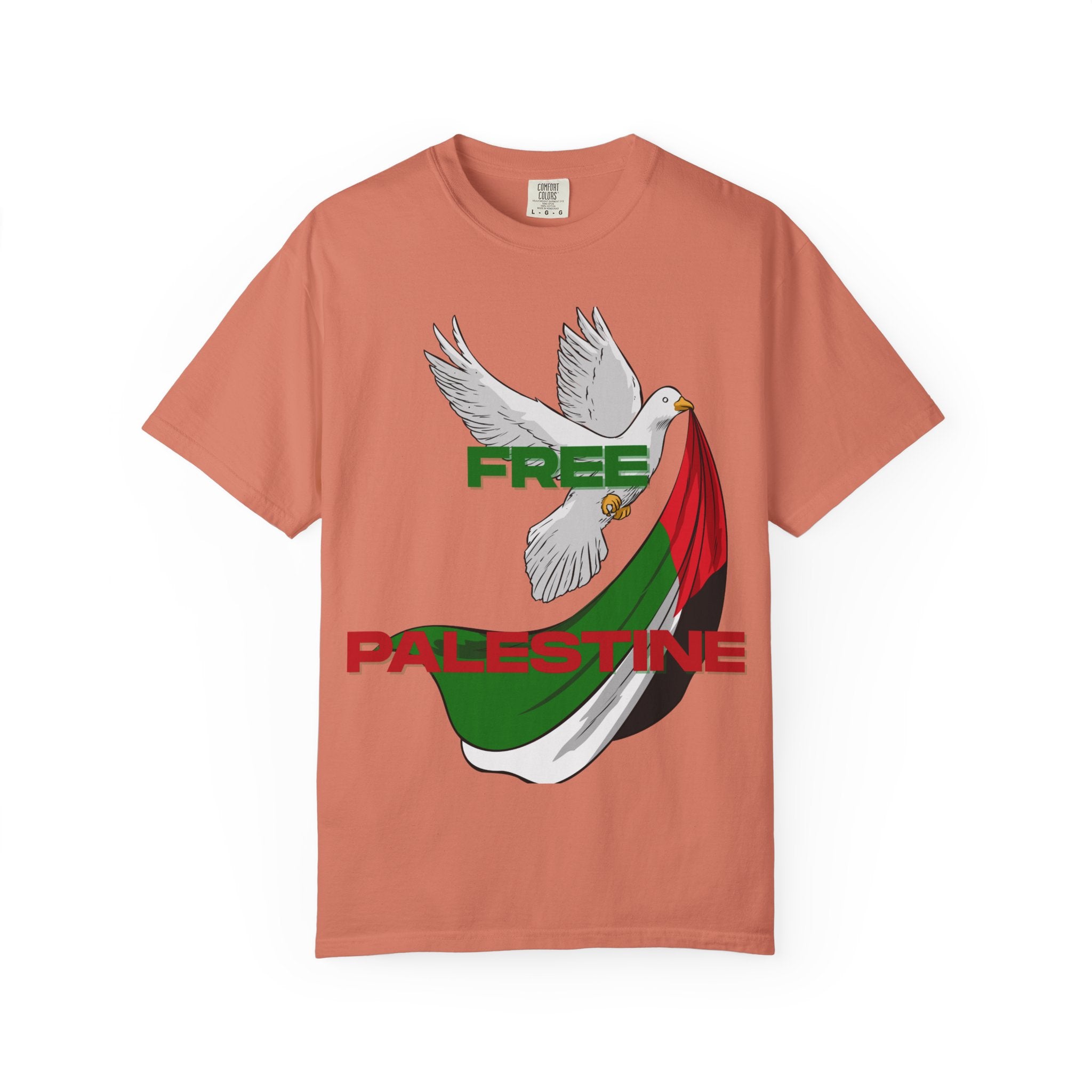 Unisex Garment-Dyed T-Shirt | Free Palestine Dove Tee, Activism Apparel, Comfortable Casual Wear, Gift for Allies, Statement Shirt