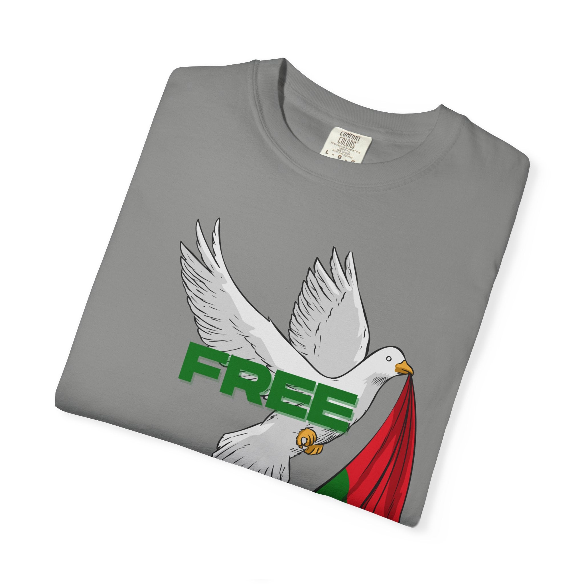 Unisex Garment-Dyed T-Shirt | Free Palestine Dove Tee, Activism Apparel, Comfortable Casual Wear, Gift for Allies, Statement Shirt
