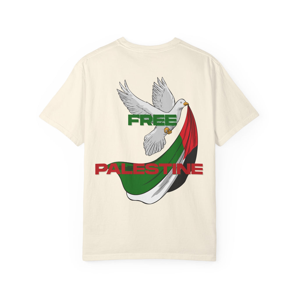 Unisex Garment-Dyed T-Shirt | Free Palestine Dove Tee, Activism Apparel, Comfortable Casual Wear, Gift for Allies, Statement Shirt