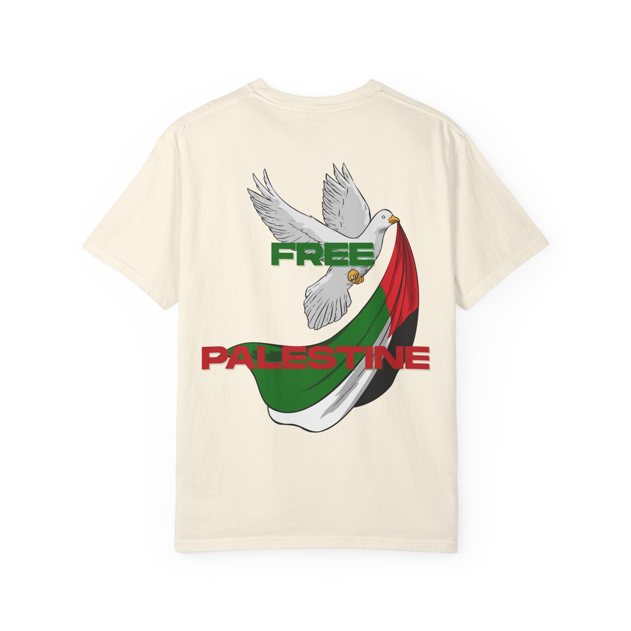 Unisex Garment-Dyed T-Shirt | Free Palestine Dove Tee, Activism Apparel, Comfortable Casual Wear, Gift for Allies, Statement Shirt