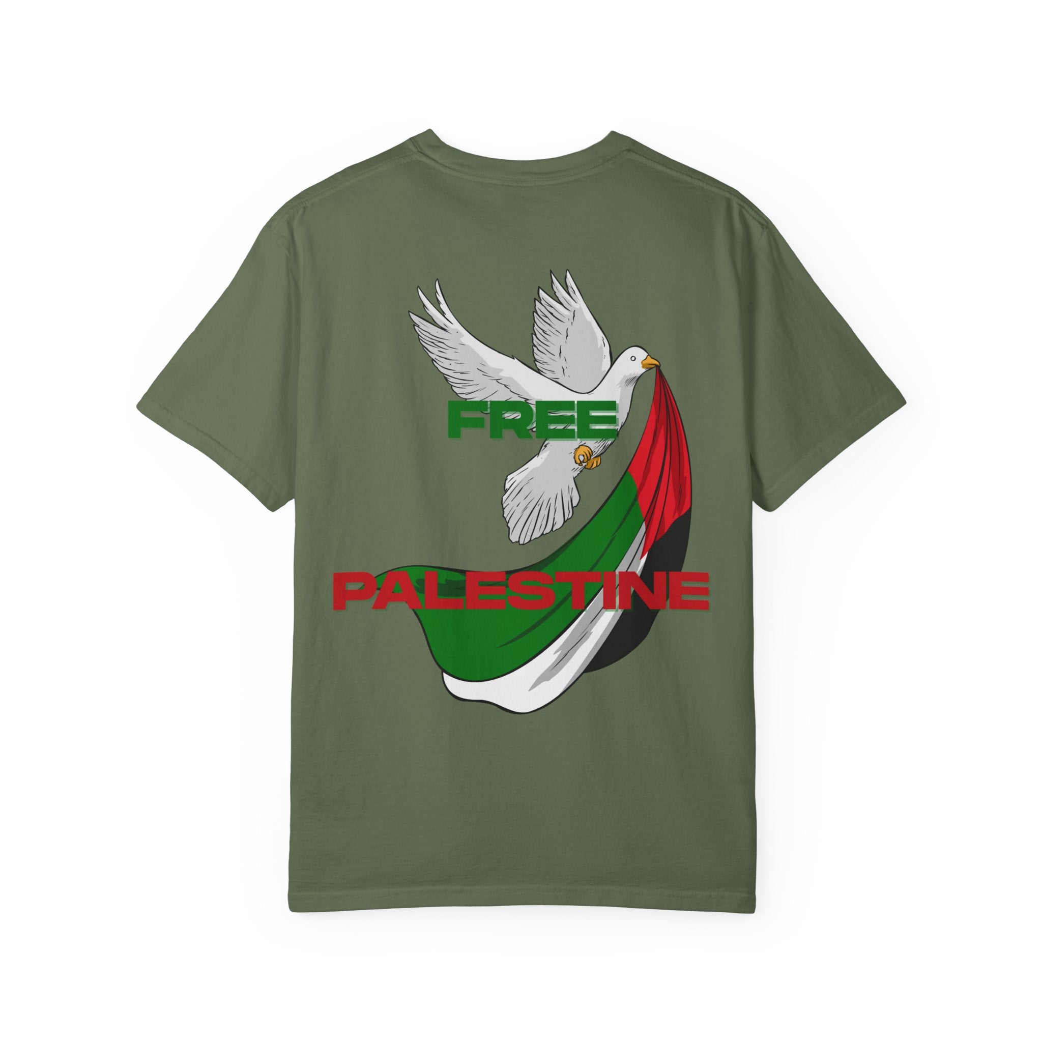 Unisex Garment-Dyed T-Shirt | Free Palestine Dove Tee, Activism Apparel, Comfortable Casual Wear, Gift for Allies, Statement Shirt