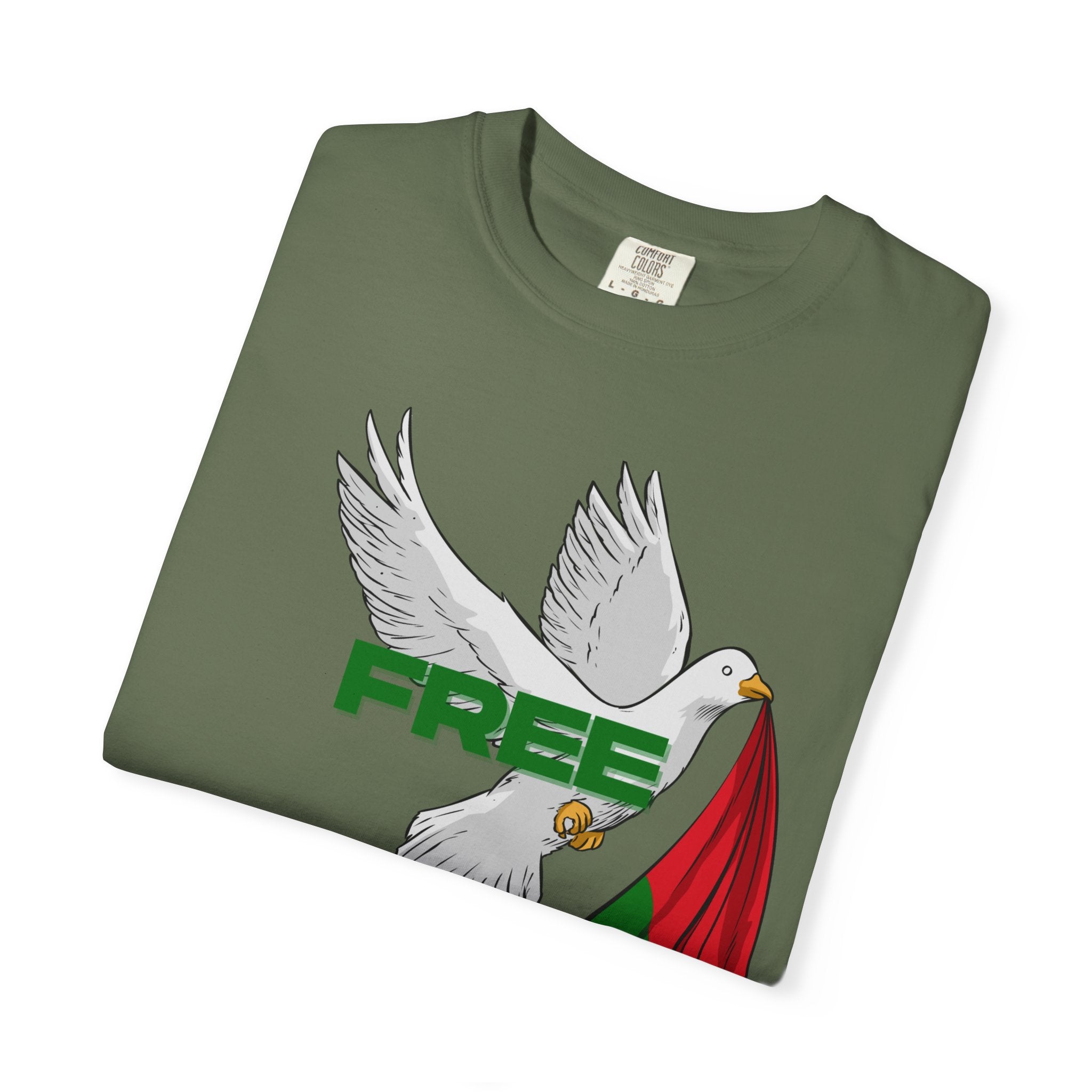 Unisex Garment-Dyed T-Shirt | Free Palestine Dove Tee, Activism Apparel, Comfortable Casual Wear, Gift for Allies, Statement Shirt