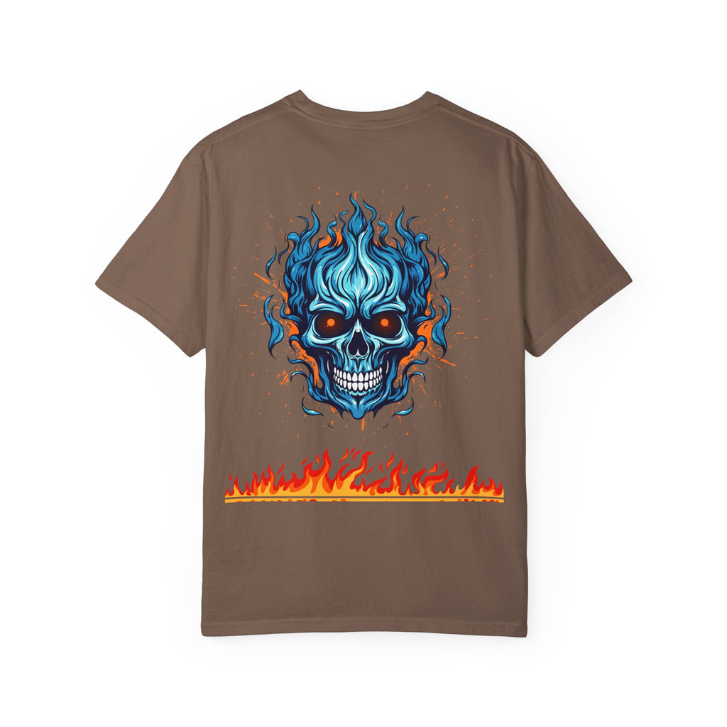 Chic Skull Flame T-shirt for Bold Style Lovers | Cool Graphic Tee for Music Festivals, Casual Wear, Gifts, and Halloween