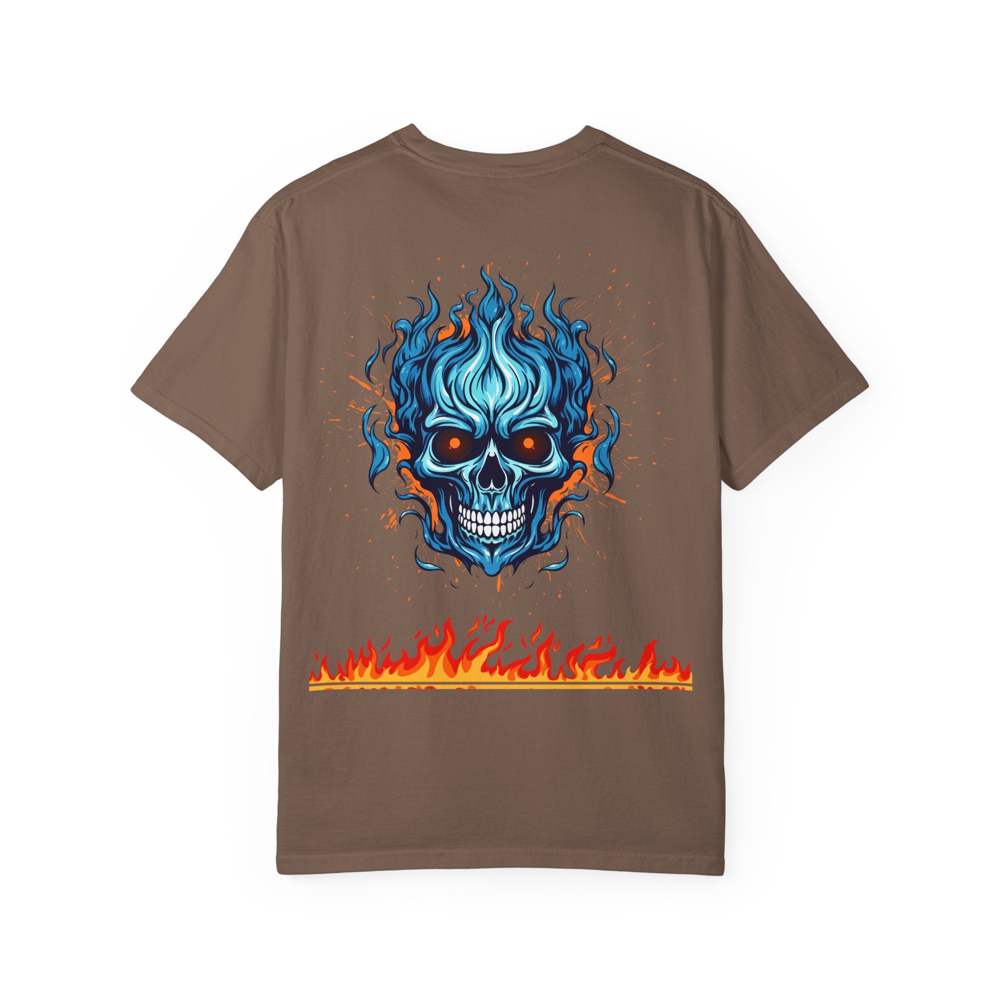 Chic Skull Flame T-shirt for Bold Style Lovers | Cool Graphic Tee for Music Festivals, Casual Wear, Gifts, and Halloween