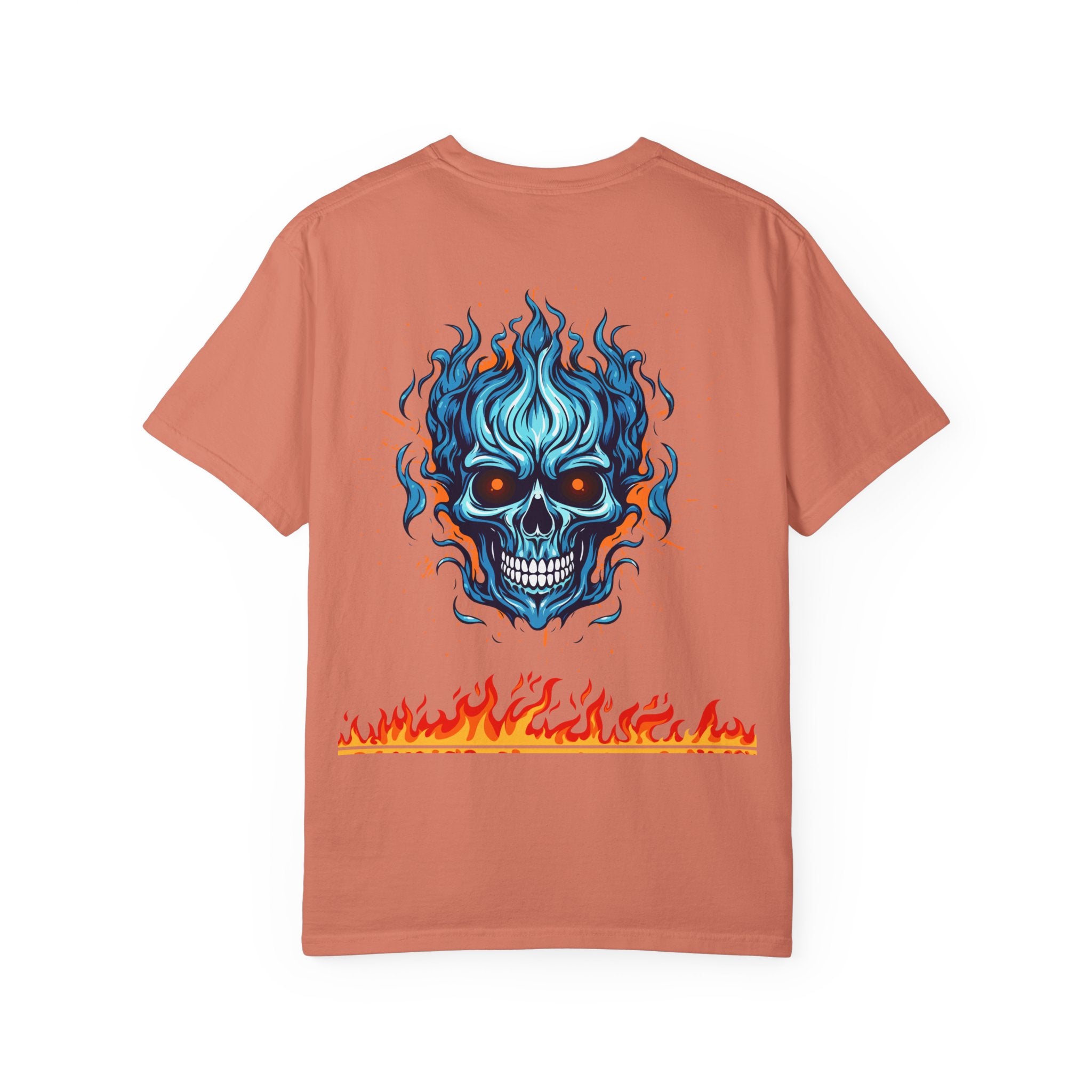 Chic Skull Flame T-shirt for Bold Style Lovers | Cool Graphic Tee for Music Festivals, Casual Wear, Gifts, and Halloween