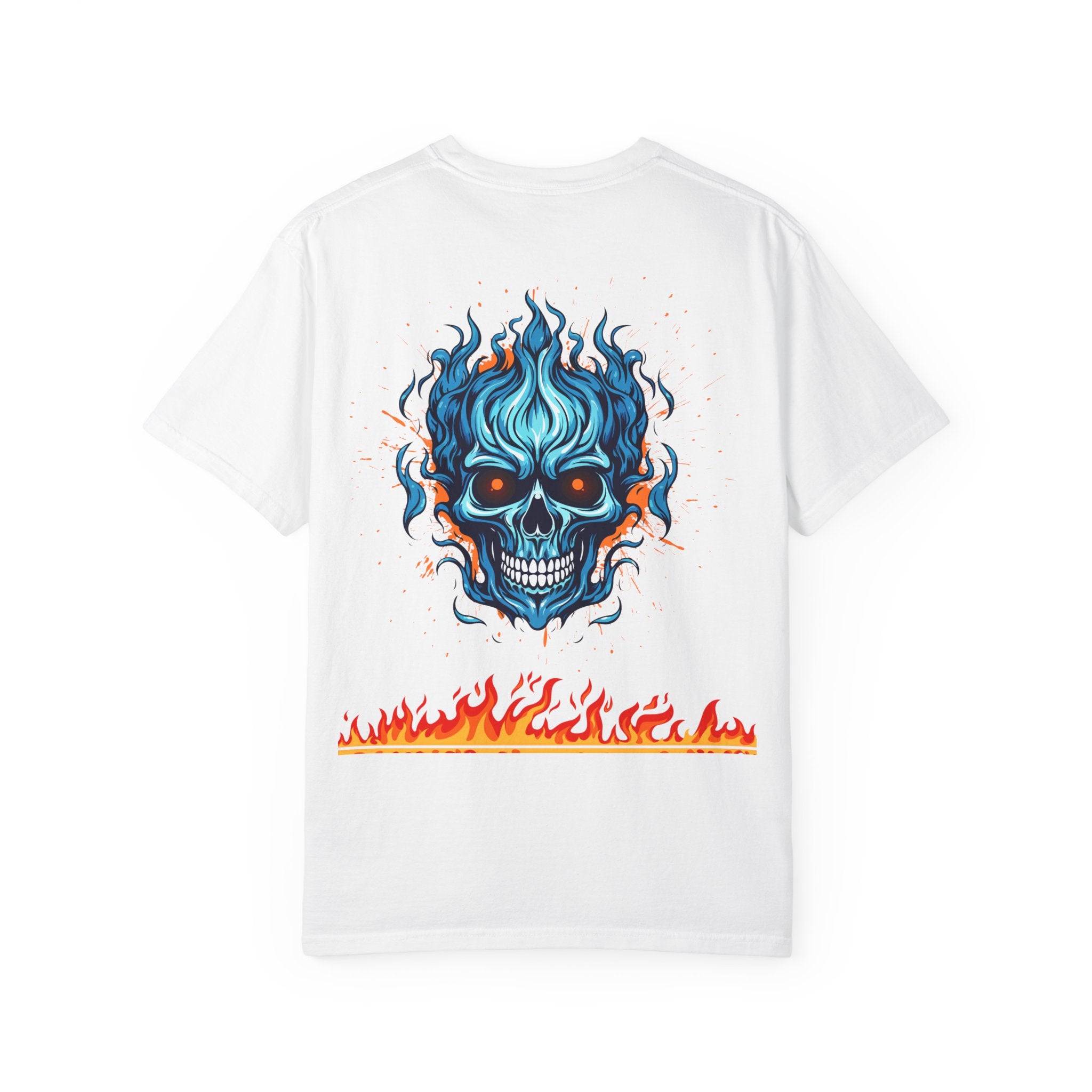 Chic Skull Flame T-shirt for Bold Style Lovers | Cool Graphic Tee for Music Festivals, Casual Wear, Gifts, and Halloween