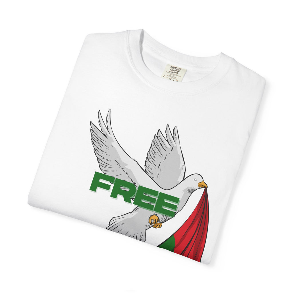 Unisex Garment-Dyed T-Shirt | Free Palestine Dove Tee, Activism Apparel, Comfortable Casual Wear, Gift for Allies, Statement Shirt