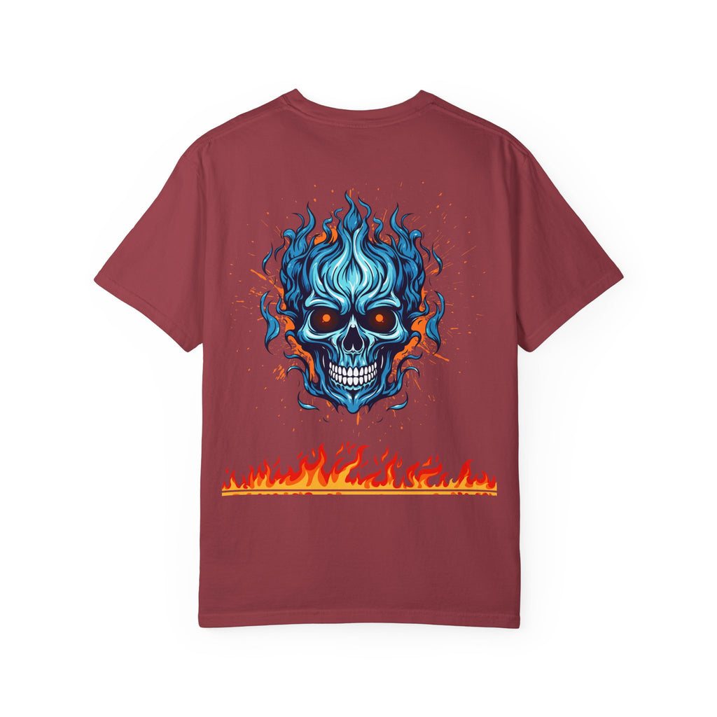 Chic Skull Flame T-shirt for Bold Style Lovers | Cool Graphic Tee for Music Festivals, Casual Wear, Gifts, and Halloween