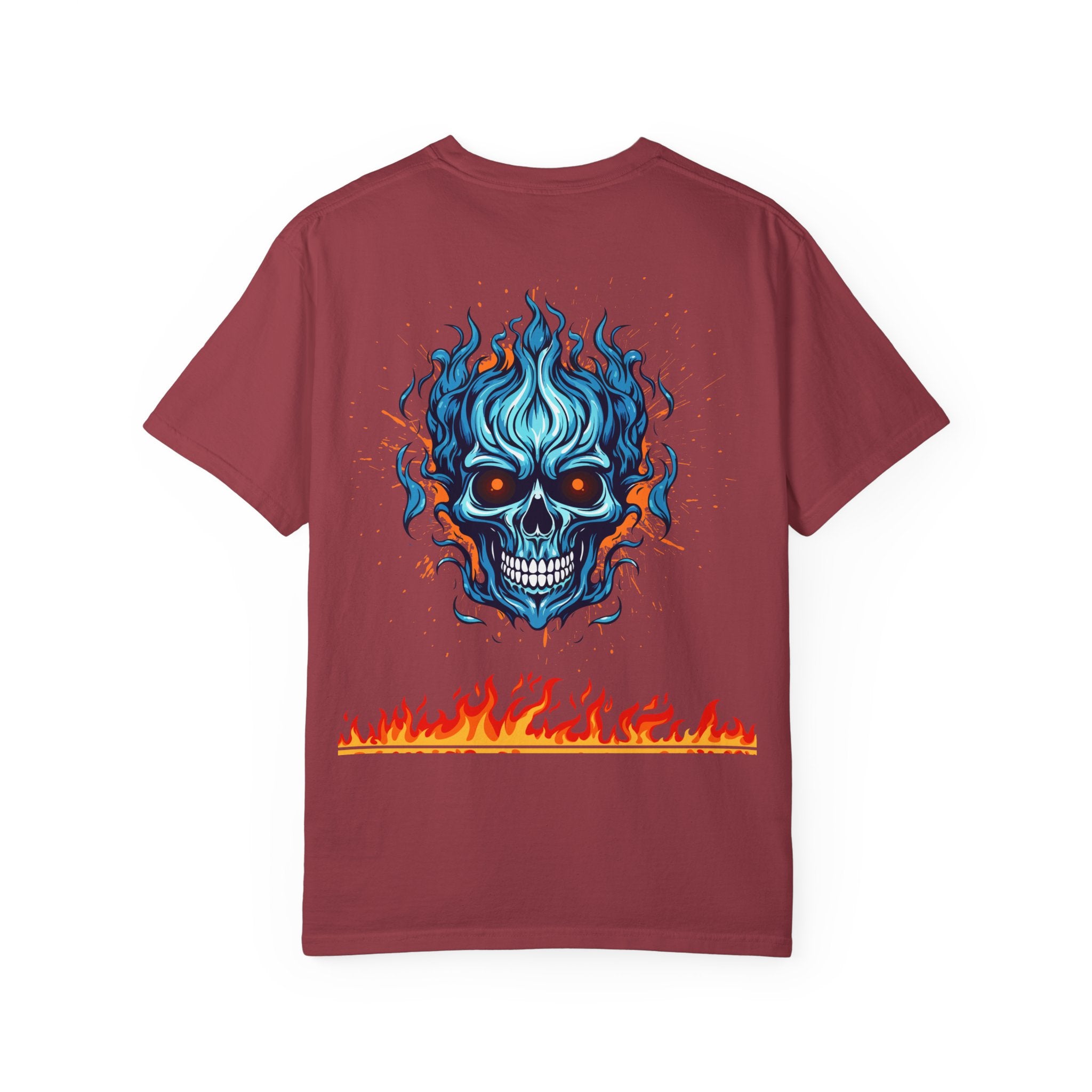 Chic Skull Flame T-shirt for Bold Style Lovers | Cool Graphic Tee for Music Festivals, Casual Wear, Gifts, and Halloween