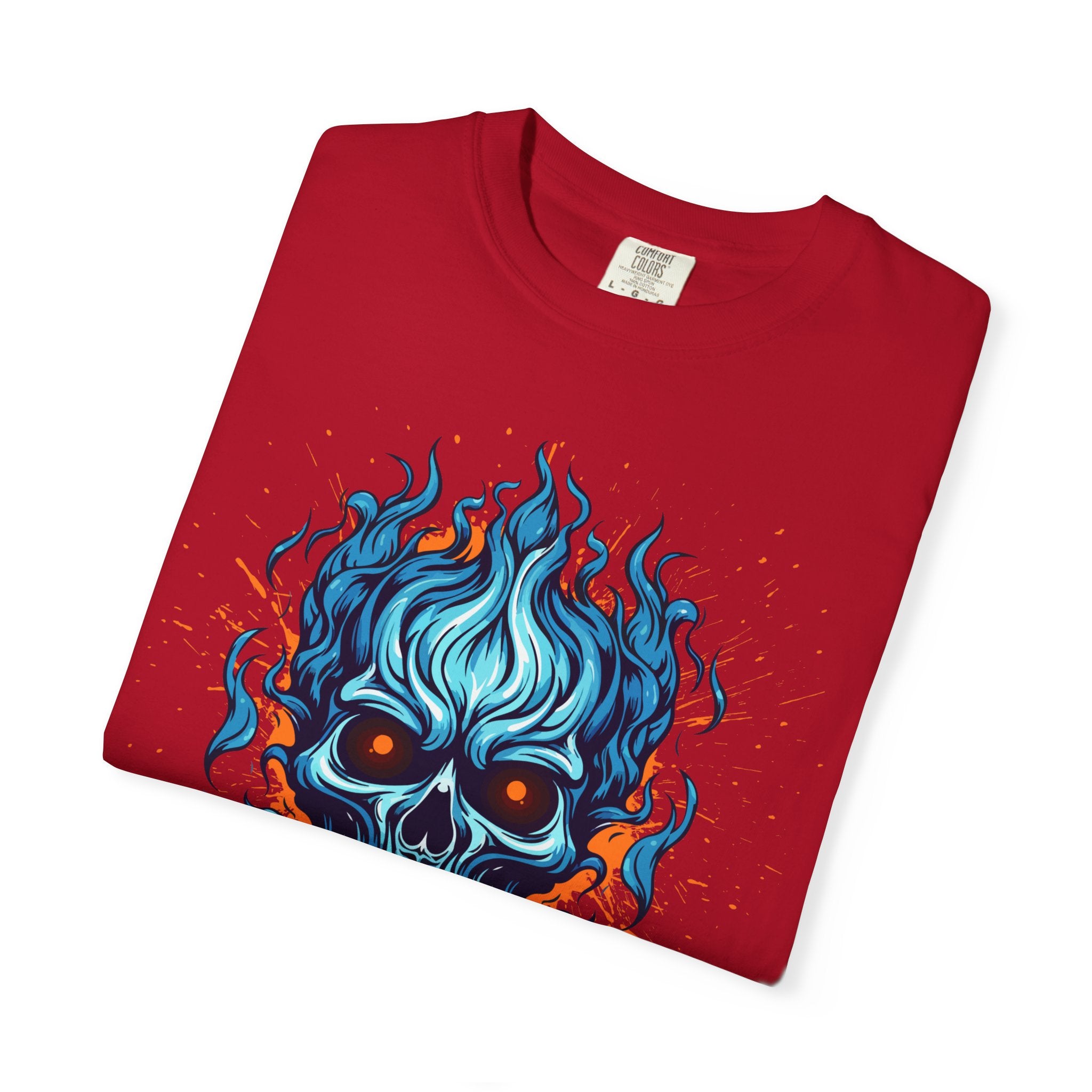 Chic Skull Flame T-shirt for Bold Style Lovers | Cool Graphic Tee for Music Festivals, Casual Wear, Gifts, and Halloween