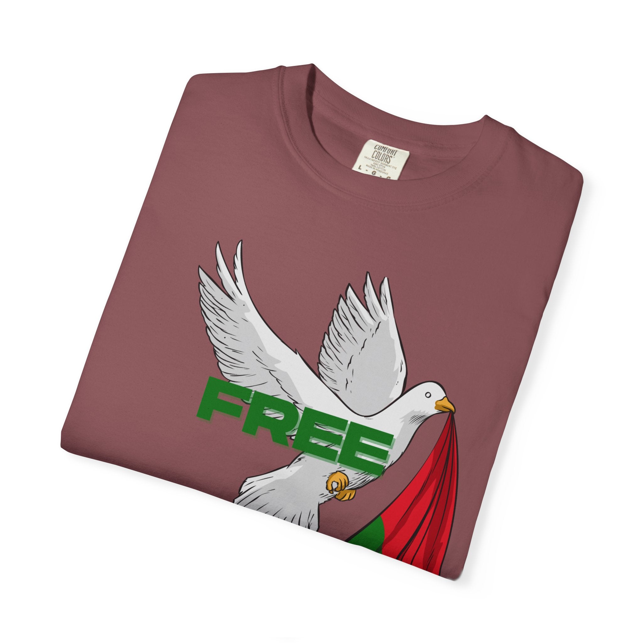 Unisex Garment-Dyed T-Shirt | Free Palestine Dove Tee, Activism Apparel, Comfortable Casual Wear, Gift for Allies, Statement Shirt