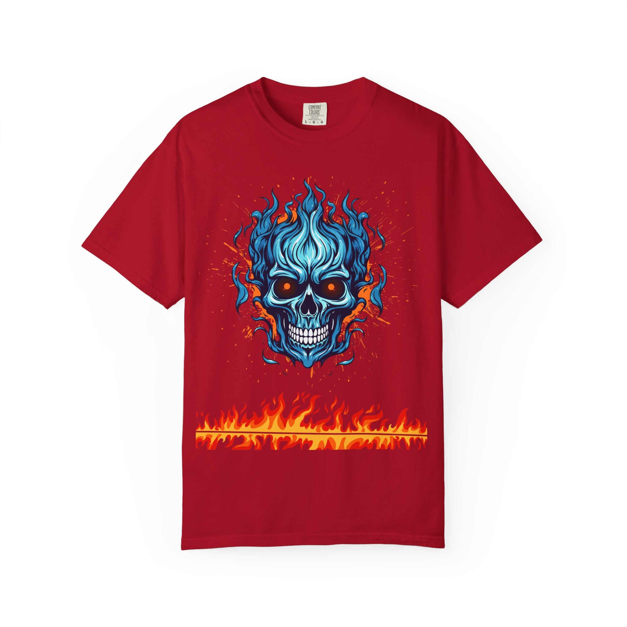 Chic Skull Flame T-shirt for Bold Style Lovers | Cool Graphic Tee for Music Festivals, Casual Wear, Gifts, and Halloween