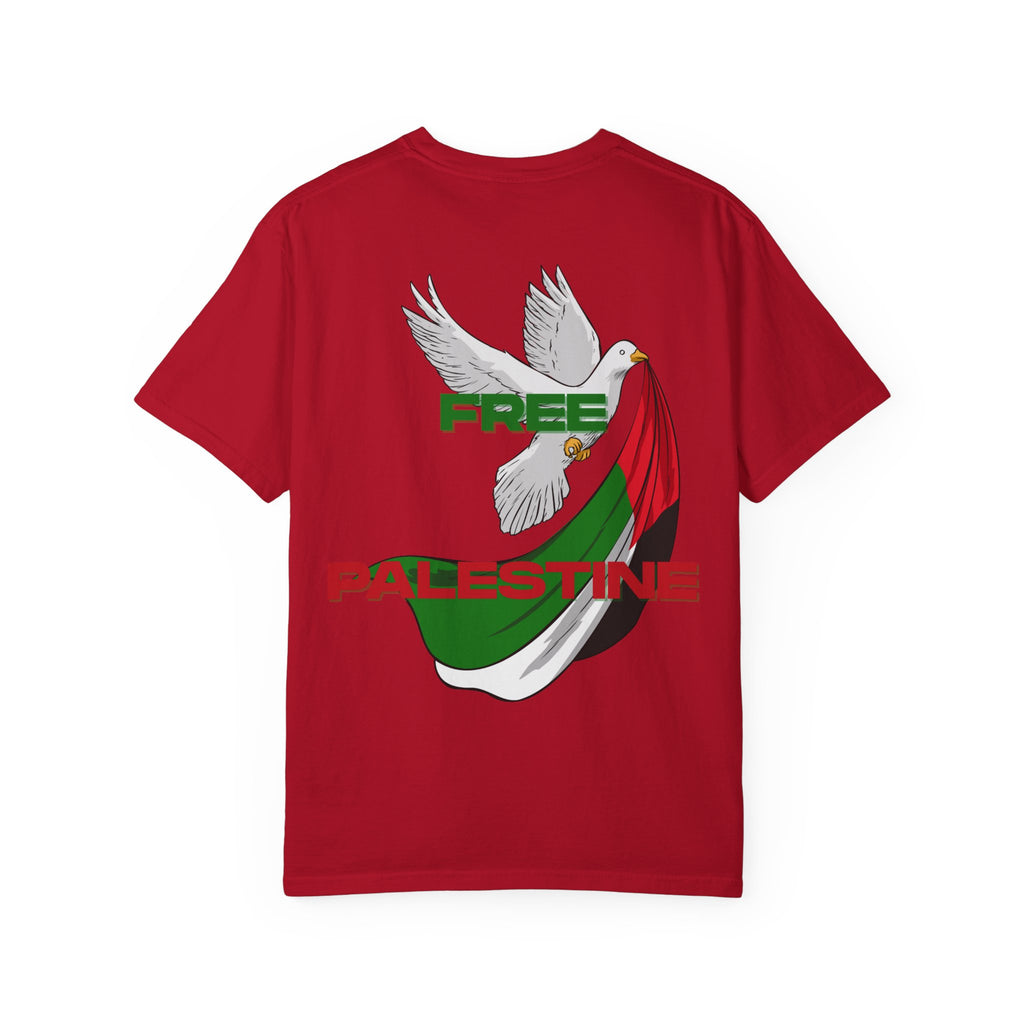 Unisex Garment-Dyed T-Shirt | Free Palestine Dove Tee, Activism Apparel, Comfortable Casual Wear, Gift for Allies, Statement Shirt