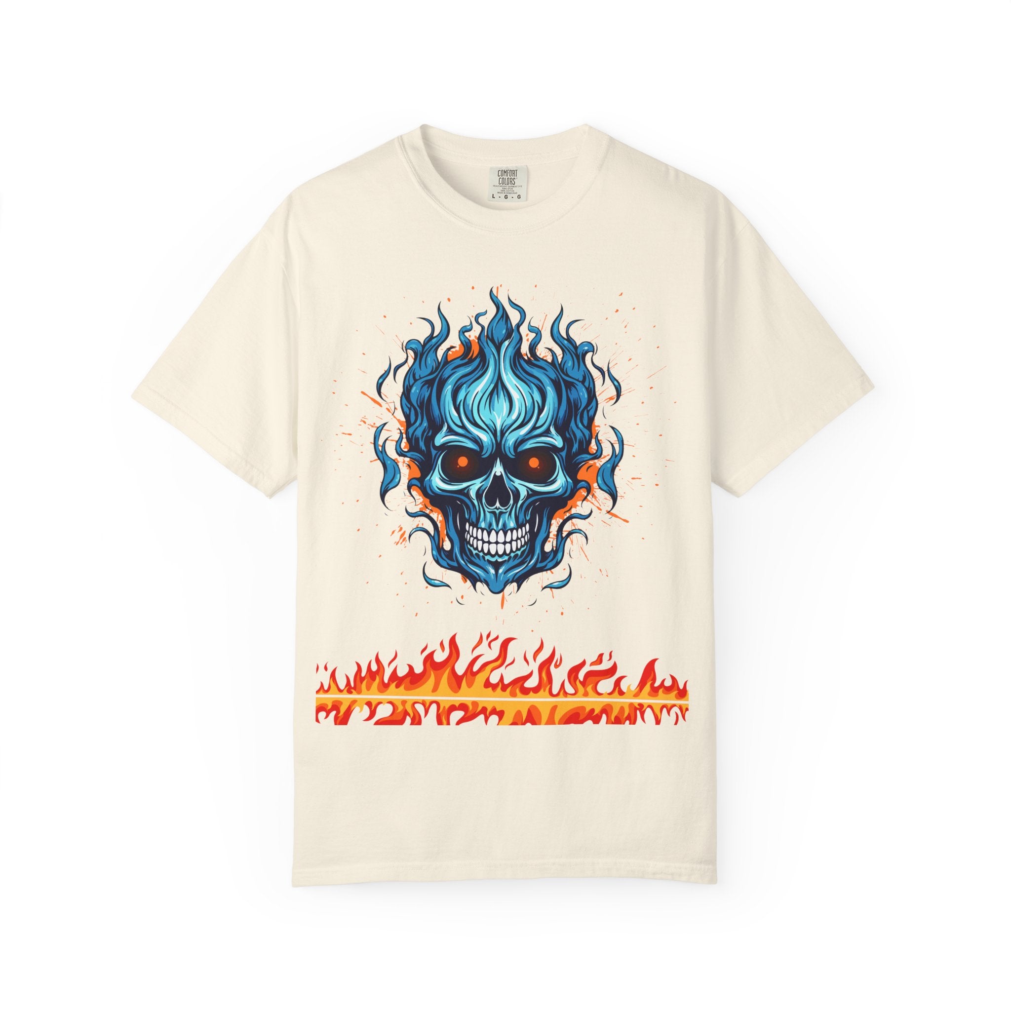 Chic Skull Flame T-shirt for Bold Style Lovers | Cool Graphic Tee for Music Festivals, Casual Wear, Gifts, and Halloween
