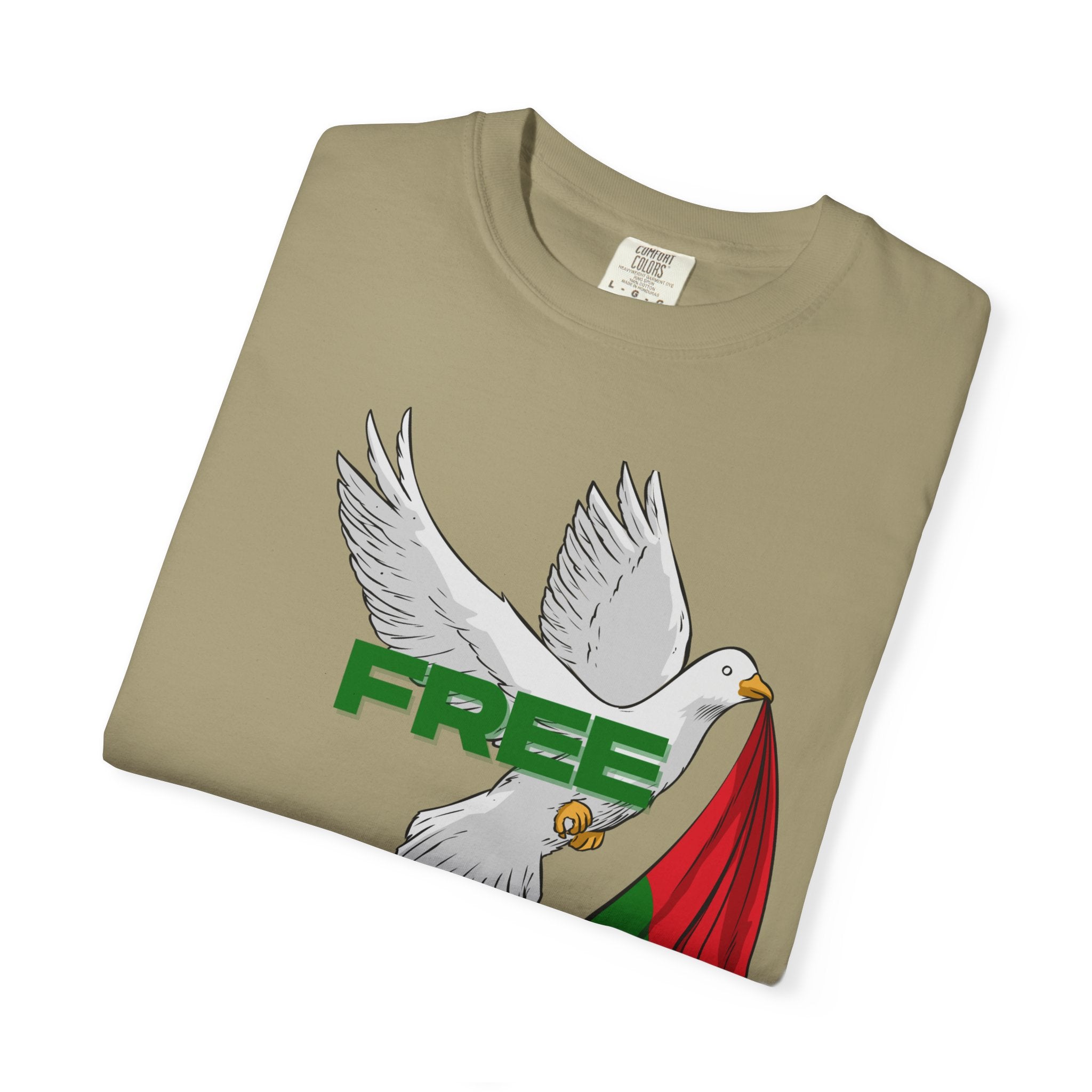 Unisex Garment-Dyed T-Shirt | Free Palestine Dove Tee, Activism Apparel, Comfortable Casual Wear, Gift for Allies, Statement Shirt