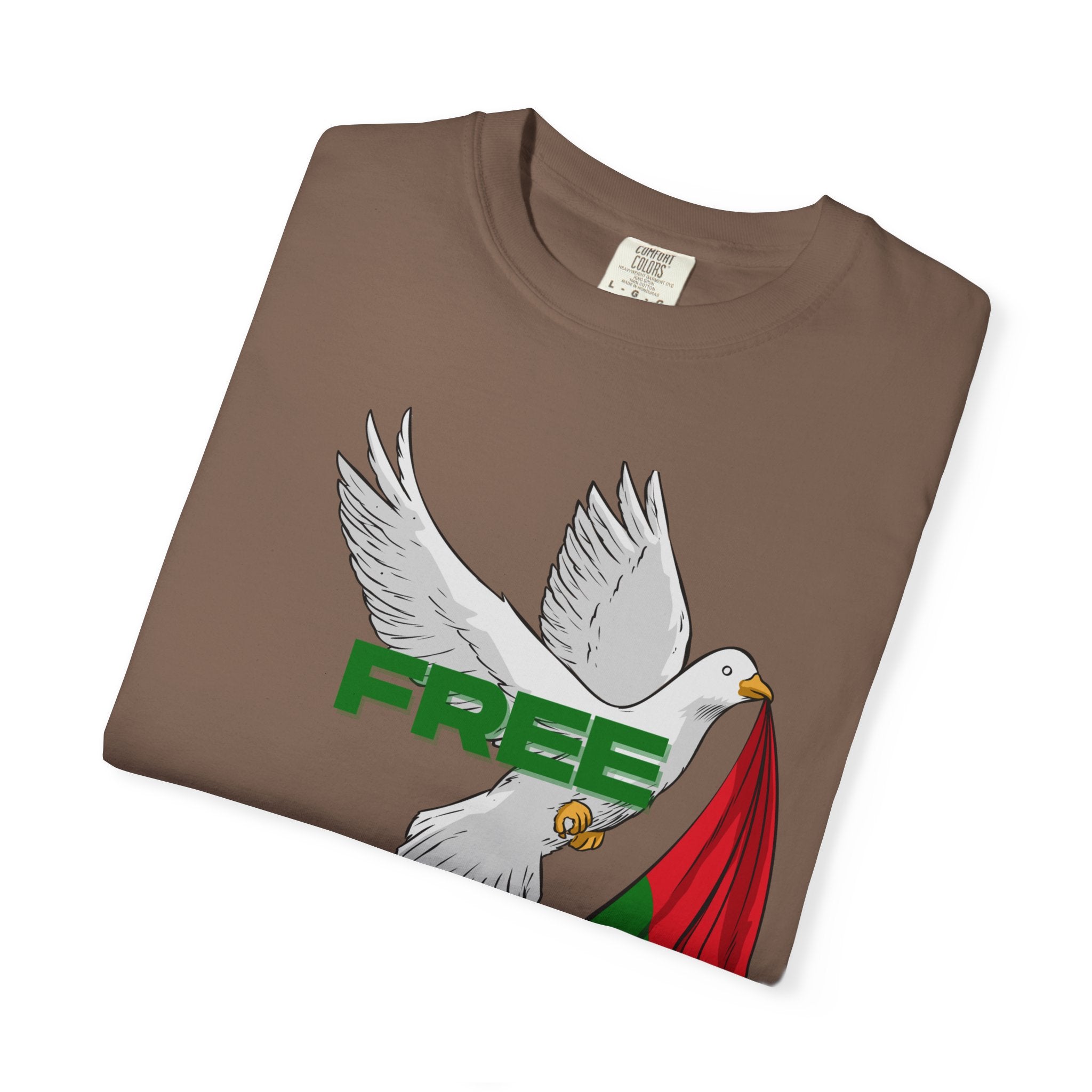 Unisex Garment-Dyed T-Shirt | Free Palestine Dove Tee, Activism Apparel, Comfortable Casual Wear, Gift for Allies, Statement Shirt