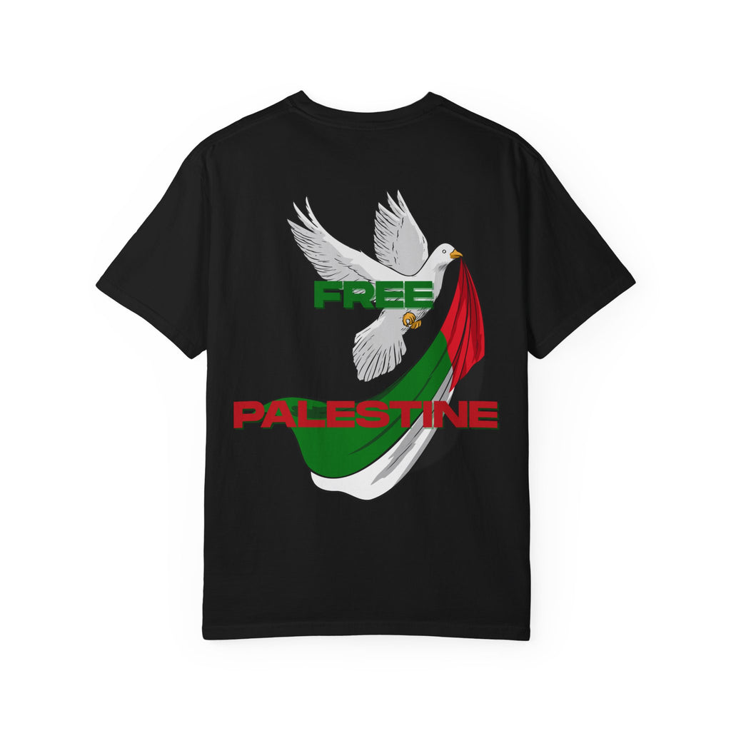 Unisex Garment-Dyed T-Shirt | Free Palestine Dove Tee, Activism Apparel, Comfortable Casual Wear, Gift for Allies, Statement Shirt