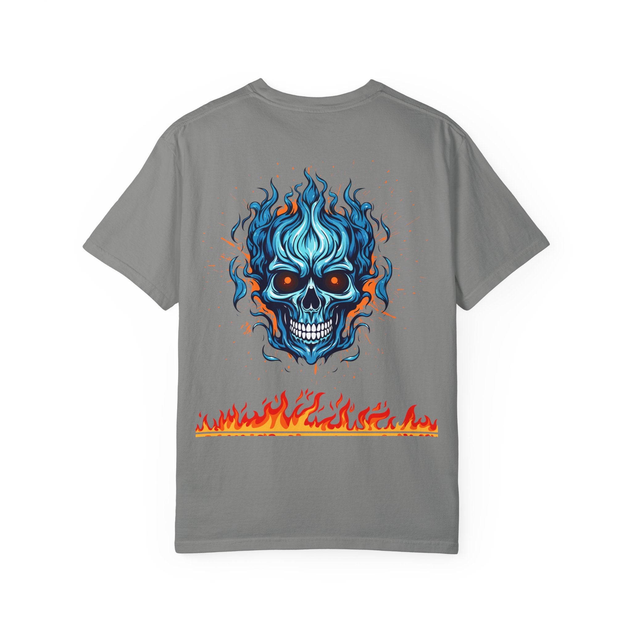 Chic Skull Flame T-shirt for Bold Style Lovers | Cool Graphic Tee for Music Festivals, Casual Wear, Gifts, and Halloween