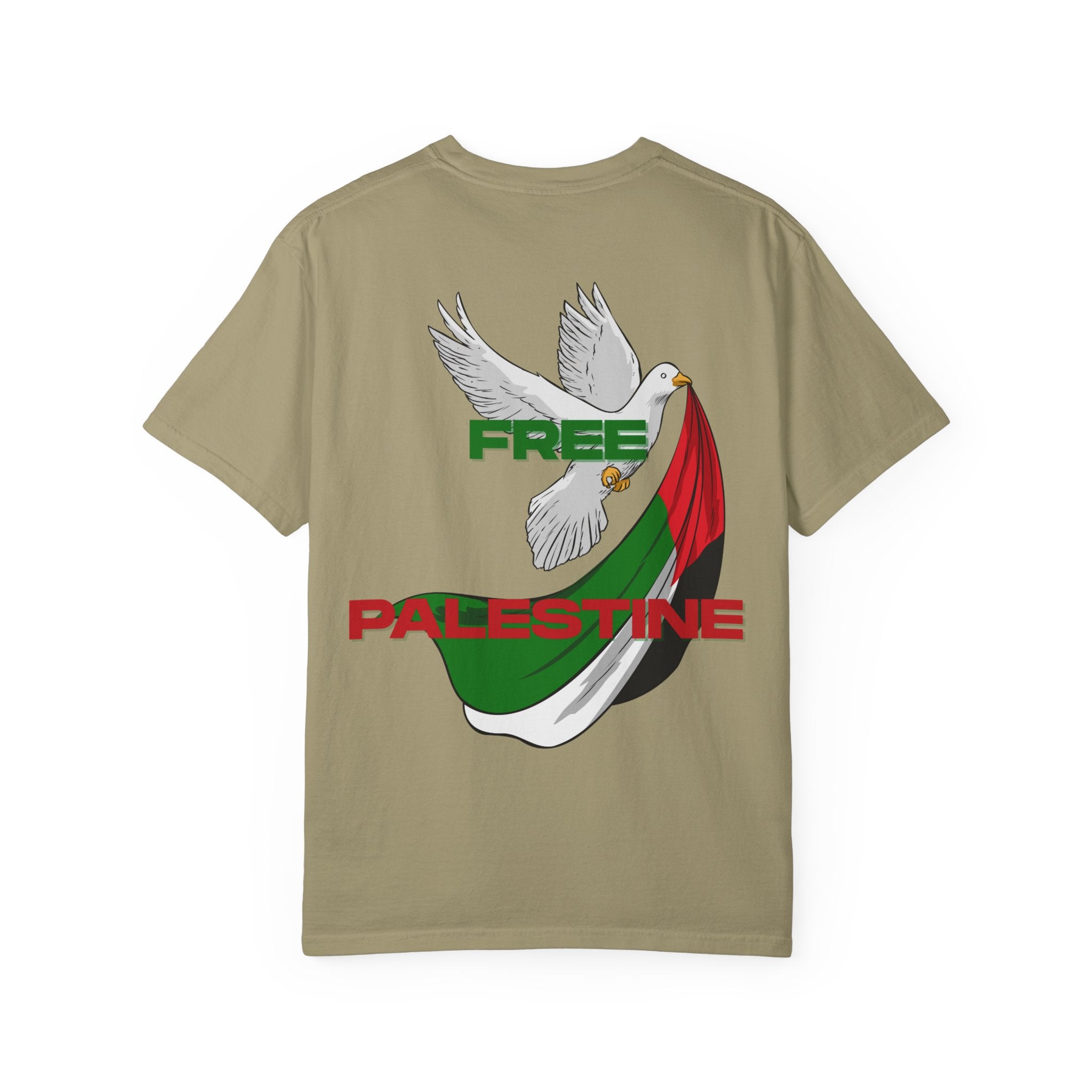 Unisex Garment-Dyed T-Shirt | Free Palestine Dove Tee, Activism Apparel, Comfortable Casual Wear, Gift for Allies, Statement Shirt