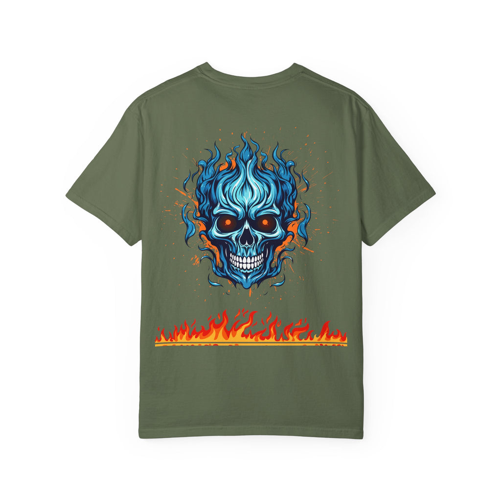 Chic Skull Flame T-shirt for Bold Style Lovers | Cool Graphic Tee for Music Festivals, Casual Wear, Gifts, and Halloween