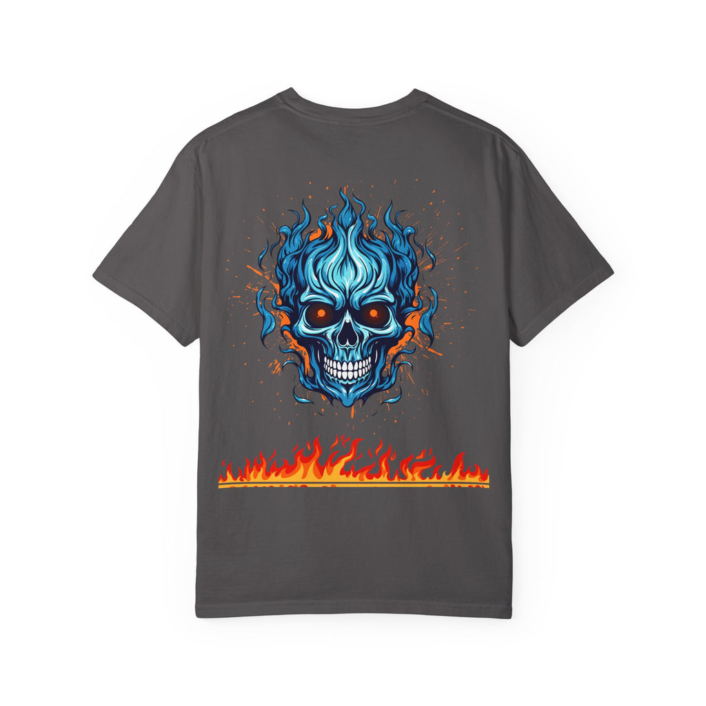 Chic Skull Flame T-shirt for Bold Style Lovers | Cool Graphic Tee for Music Festivals, Casual Wear, Gifts, and Halloween