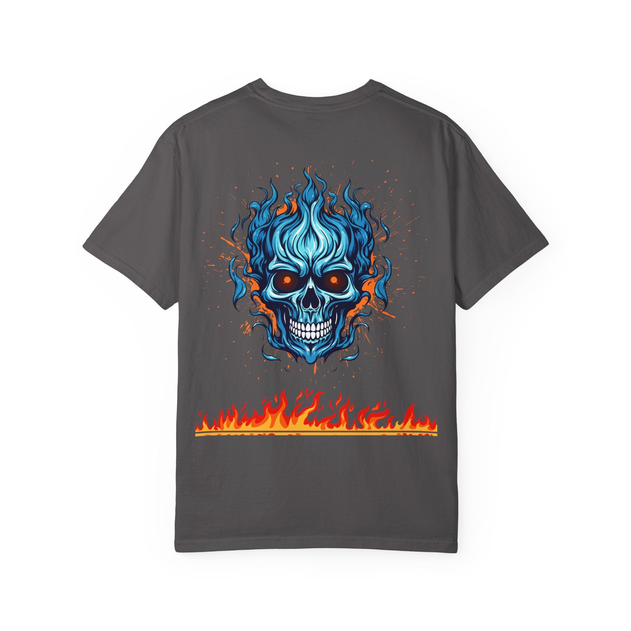 Chic Skull Flame T-shirt for Bold Style Lovers | Cool Graphic Tee for Music Festivals, Casual Wear, Gifts, and Halloween