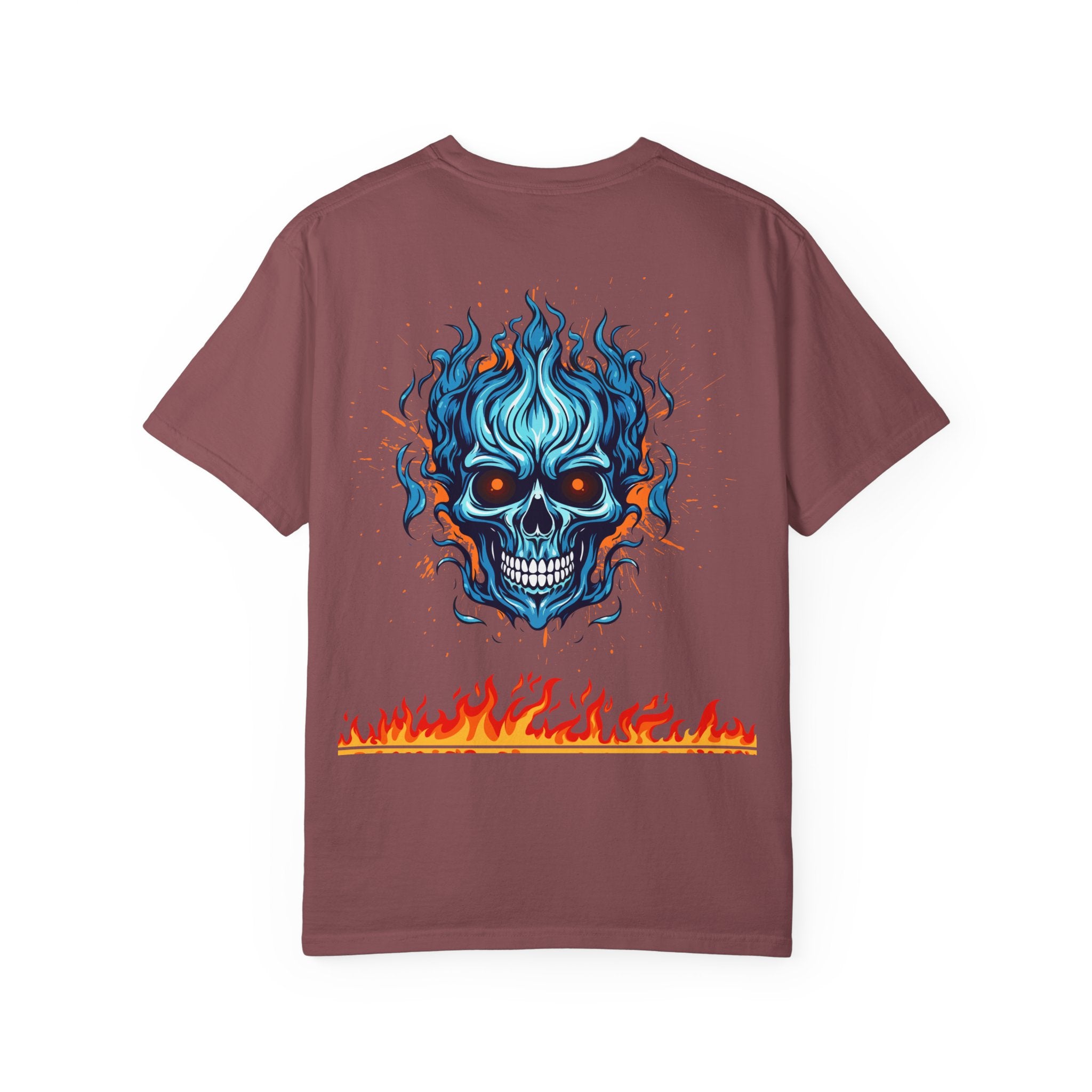 Chic Skull Flame T-shirt for Bold Style Lovers | Cool Graphic Tee for Music Festivals, Casual Wear, Gifts, and Halloween