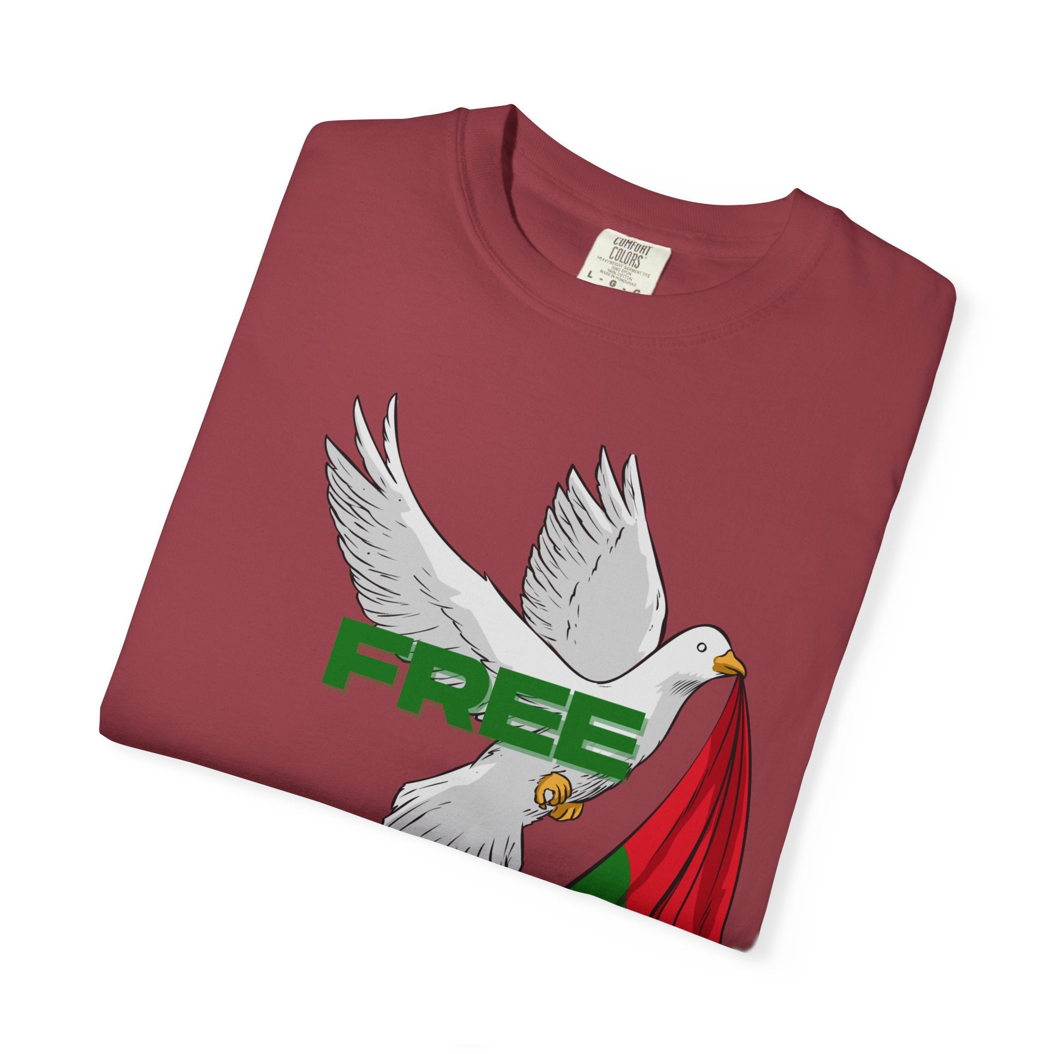 Unisex Garment-Dyed T-Shirt | Free Palestine Dove Tee, Activism Apparel, Comfortable Casual Wear, Gift for Allies, Statement Shirt